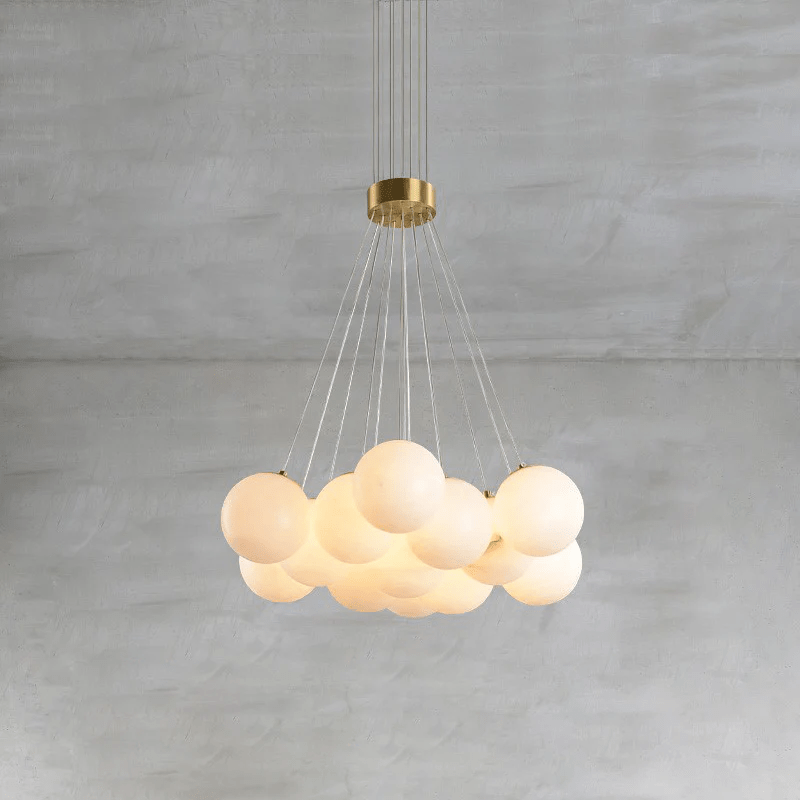 Elegant Alabaster Crystal Ball Chandelier - Modern Luxury Ceiling Light Fixture for Dining Room, Living Room & Bedroom Decor