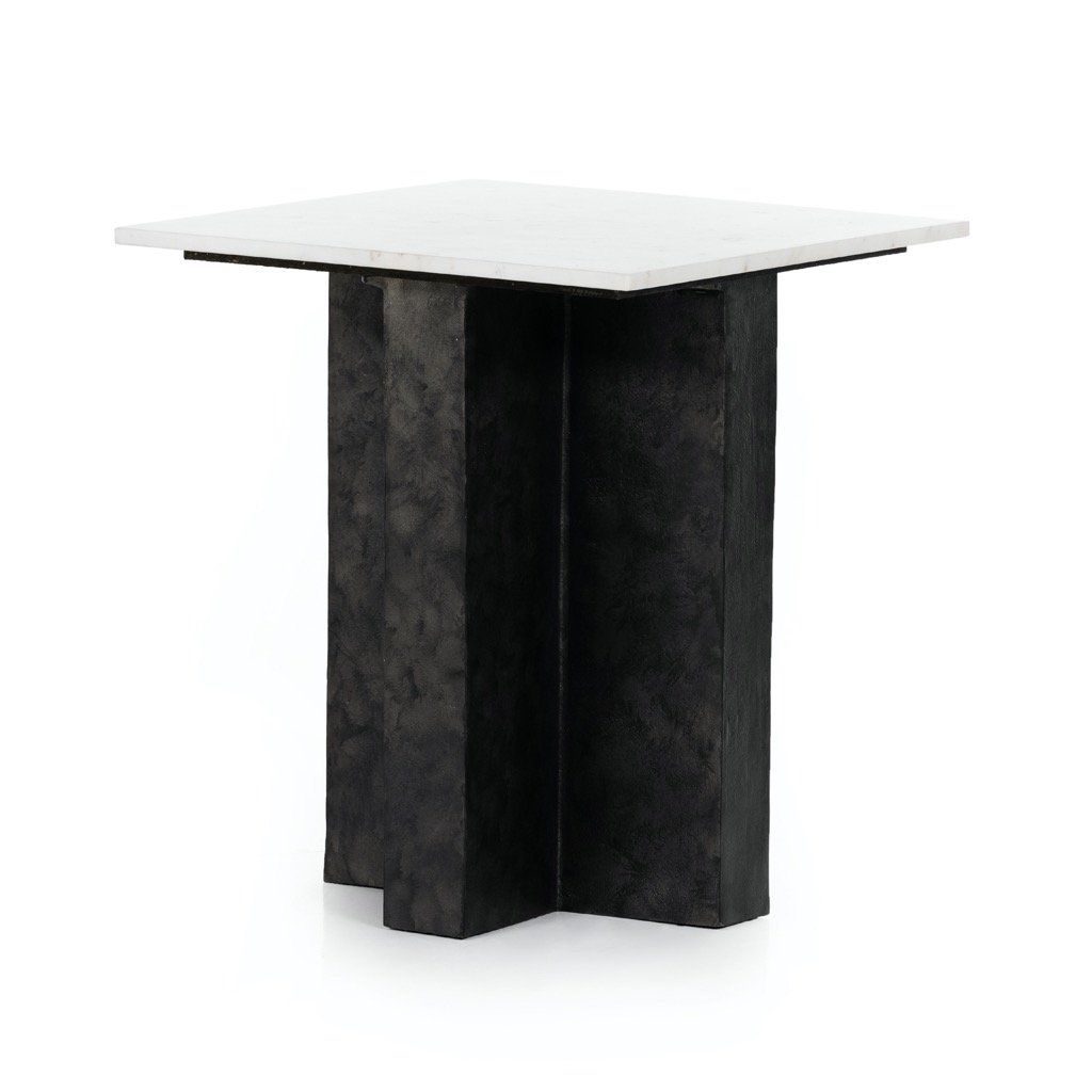 Terrell End Table - Raw Black Finish Modern Side Table for Living Room, Bedroom & Office - Perfect for Lamps, Books & Decor
