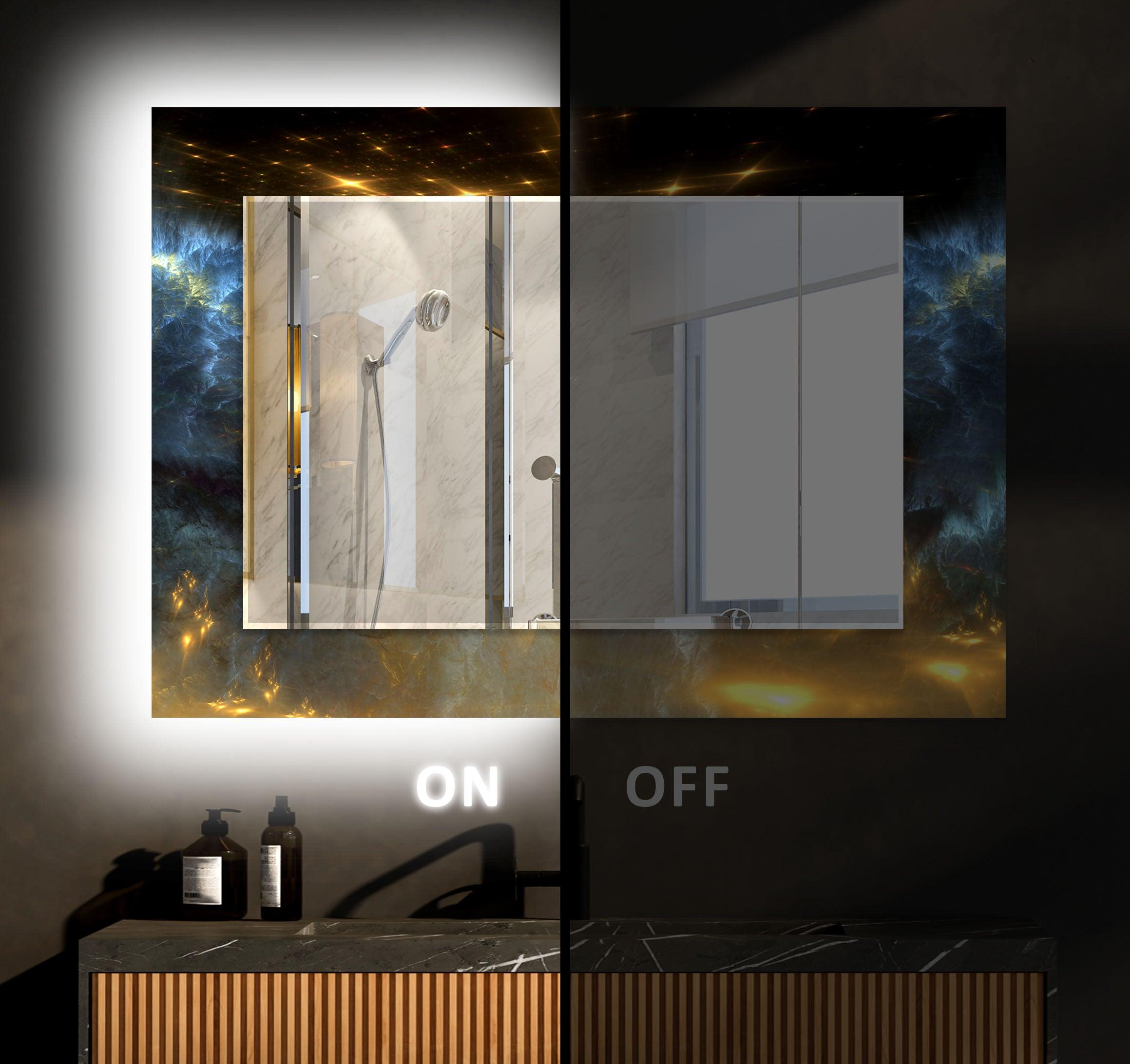 Black Gold Space Wall Mirror - Modern Decorative Mirror for Living Room, Bedroom & Bathroom - Stylish Home Decor & Vanity Mirror