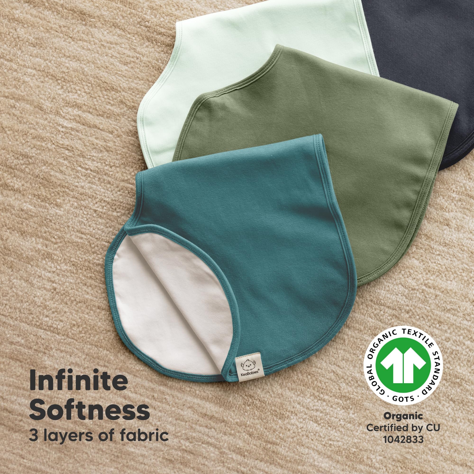 KeaBabies 4-Pack Organic Cotton Baby Burp Cloths for Newborns - Extra Large, Super Absorbent & Ultra Soft Burping Cloths Set for Boys & Girls | Perfect for Feeding, Spit-Up Protection & Gentle Skin Care (Eclipse Design)