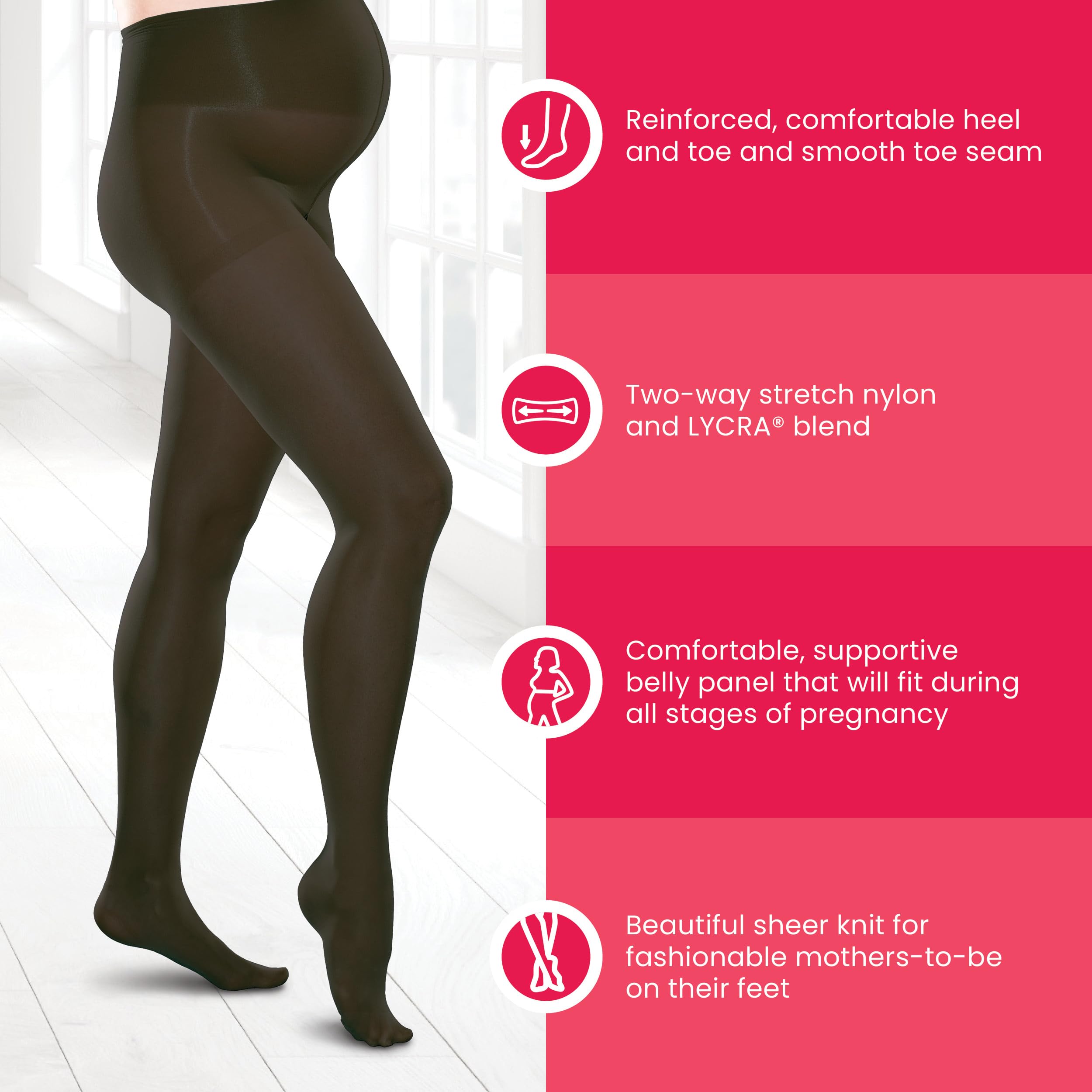 Therafirm Preggers Maternity Support Pantyhose - 20-30mmHg Moderate Compression Opaque Tights for Pregnancy Comfort & Swelling Relief | Perfect for Work, Travel & Everyday Wear