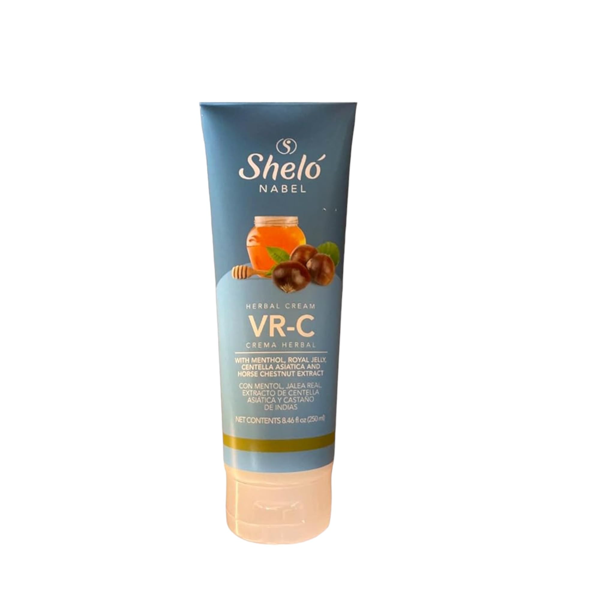 Anti-Varicose Herbal Cream with Horse Chestnut, Rosemary & Royal Jelly - Shelo Nabel VR-C Leg Vein Treatment (8.46 fl oz) for Swollen Feet, Spider Veins & Circulation Support - Perfect for Daily Use & Travel