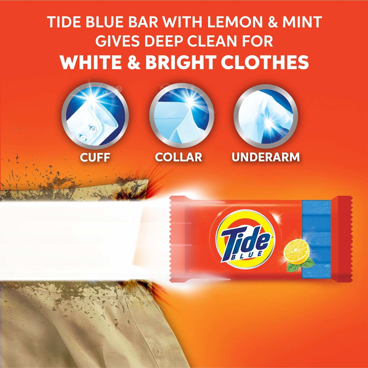 Tide Blue Laundry Detergent Bar Soap - Super Value Pack of 8 Bars (1.6 kg) | Removes Tough Stains & Odors | Gentle on Fabrics | Perfect for Hand Washing, Travel & Emergency Laundry Needs