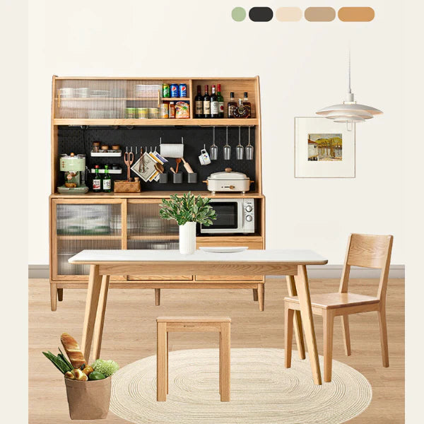 Solid Oak Wood Modern Dining Table - Rustic Farmhouse Style for Kitchen, Dining Room & Small Space - Perfect for Family Gatherings & Dinner Parties