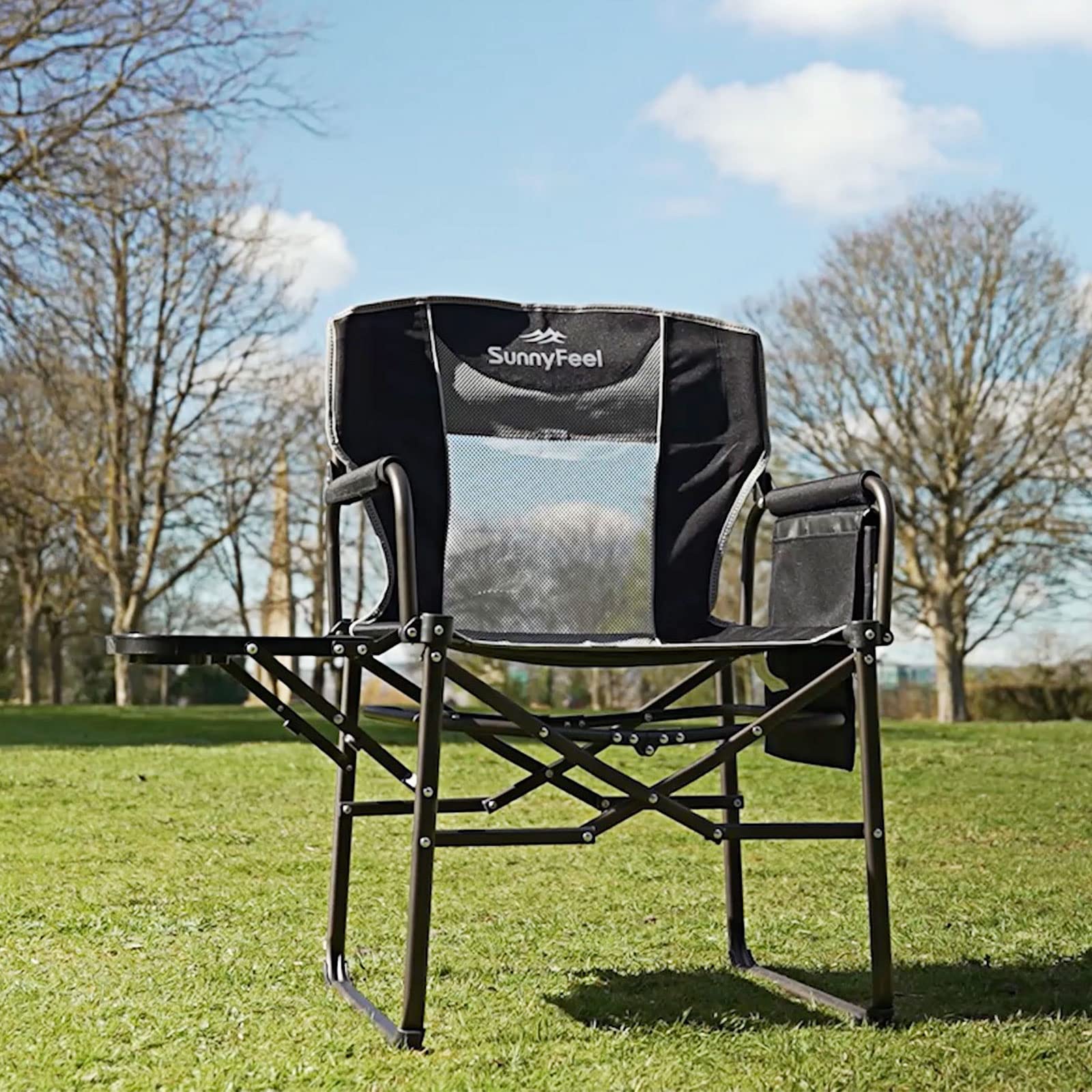 **SUNNYFEEL Oversized Heavy Duty Camping Director Chair - Portable Folding Lawn Chair for Adults with Side Table & Storage Pocket - Perfect for Beach, Fishing, Picnic, Concert, Tailgating & Outdoor Adventures**