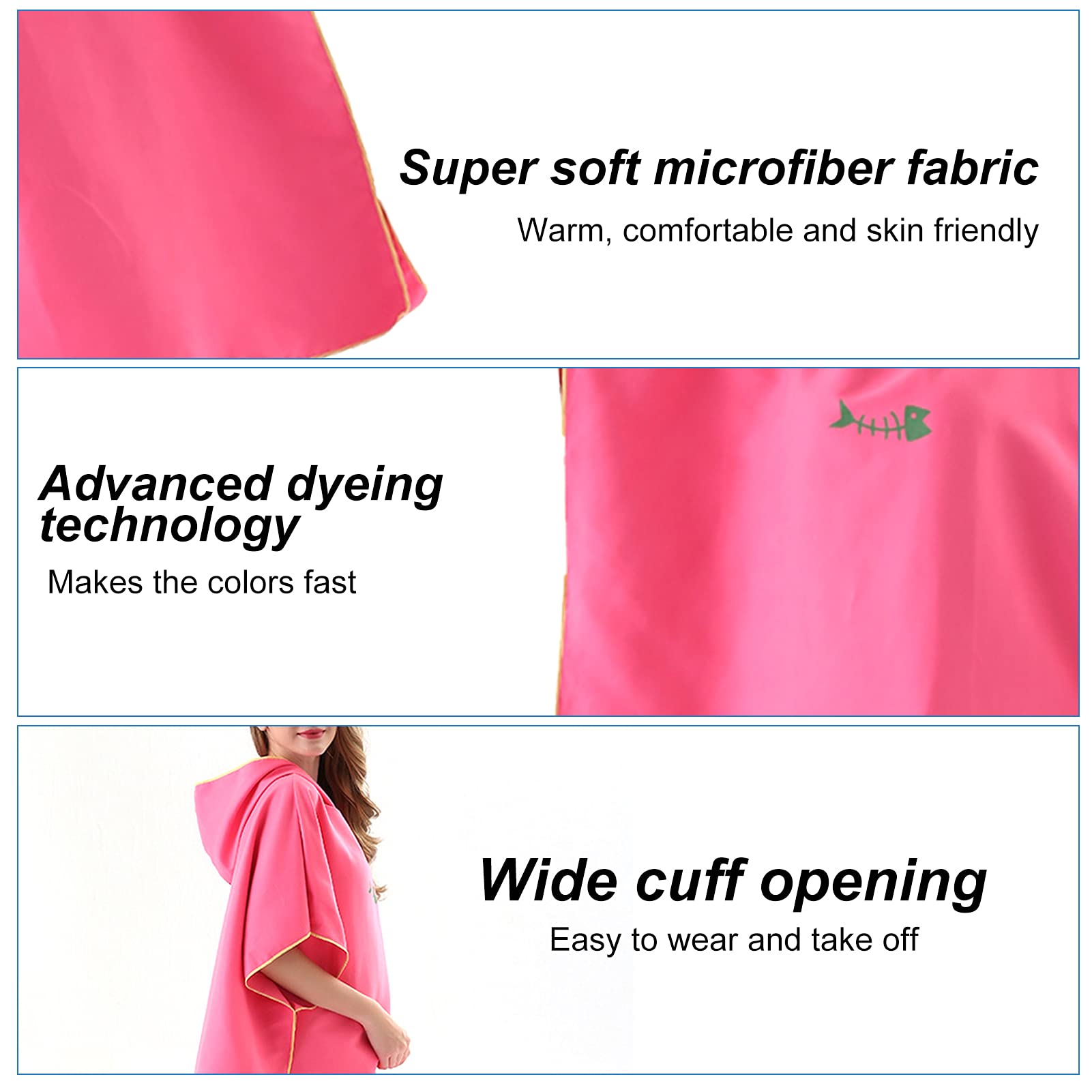 Lixada Quick-Dry Surf Poncho with Hood - Microfiber Beach Changing Towel & Swim Cover-Up for Adults | Perfect for Surfing, Swimming, Beach Trips & Outdoor Activities
