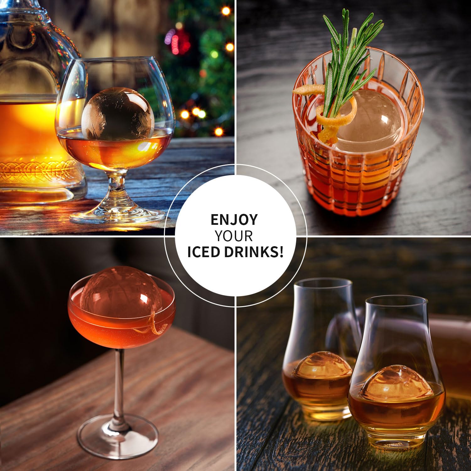 Premium Clear Ice Ball Maker for Whiskey - 2 Inch Ice Sphere Mold with Silicone Tray - Perfect for Old Fashioned, Bourbon & Cocktails - Ideal for Home Bars, Parties & Gifts