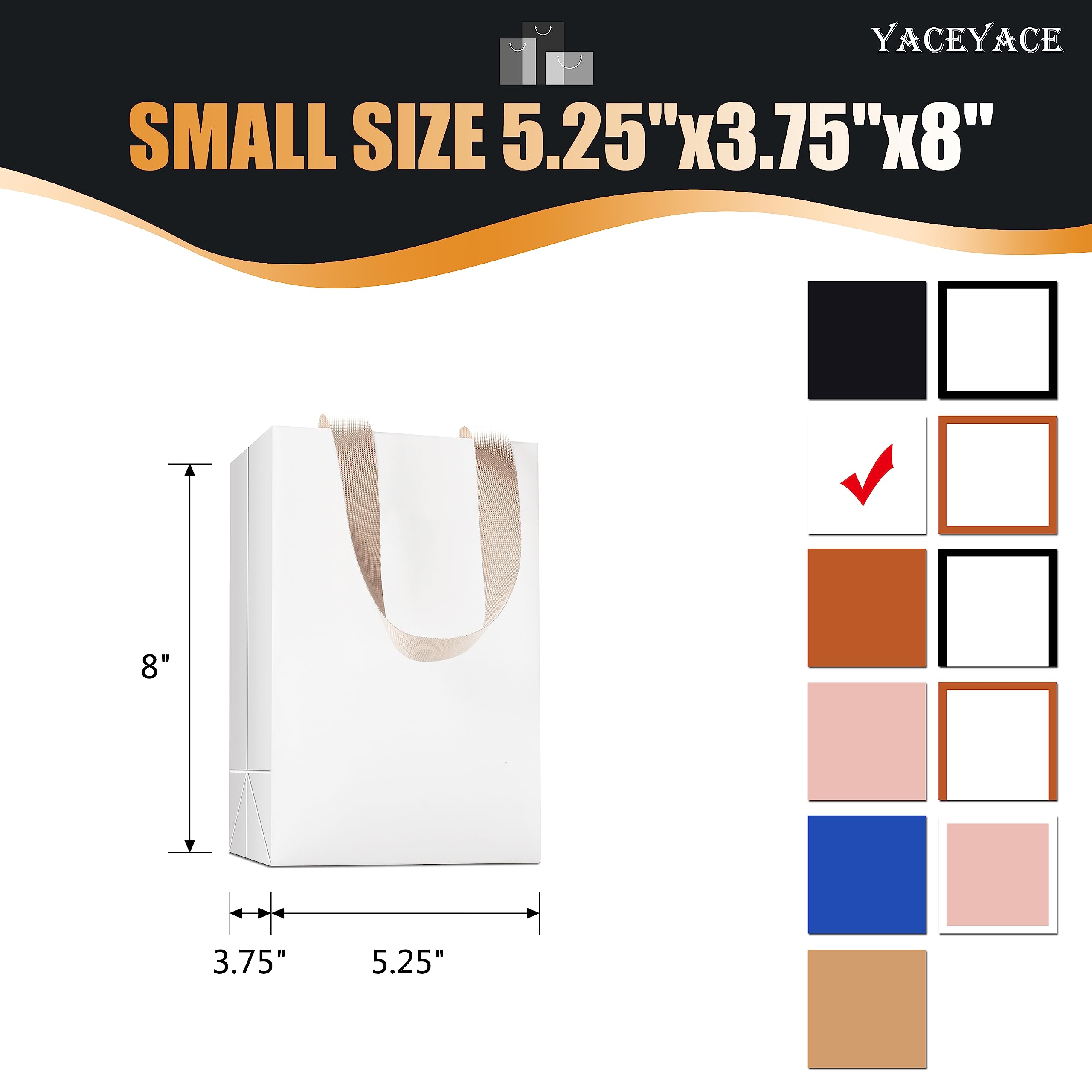 40Pcs White Gift Bags Small Size 5.25