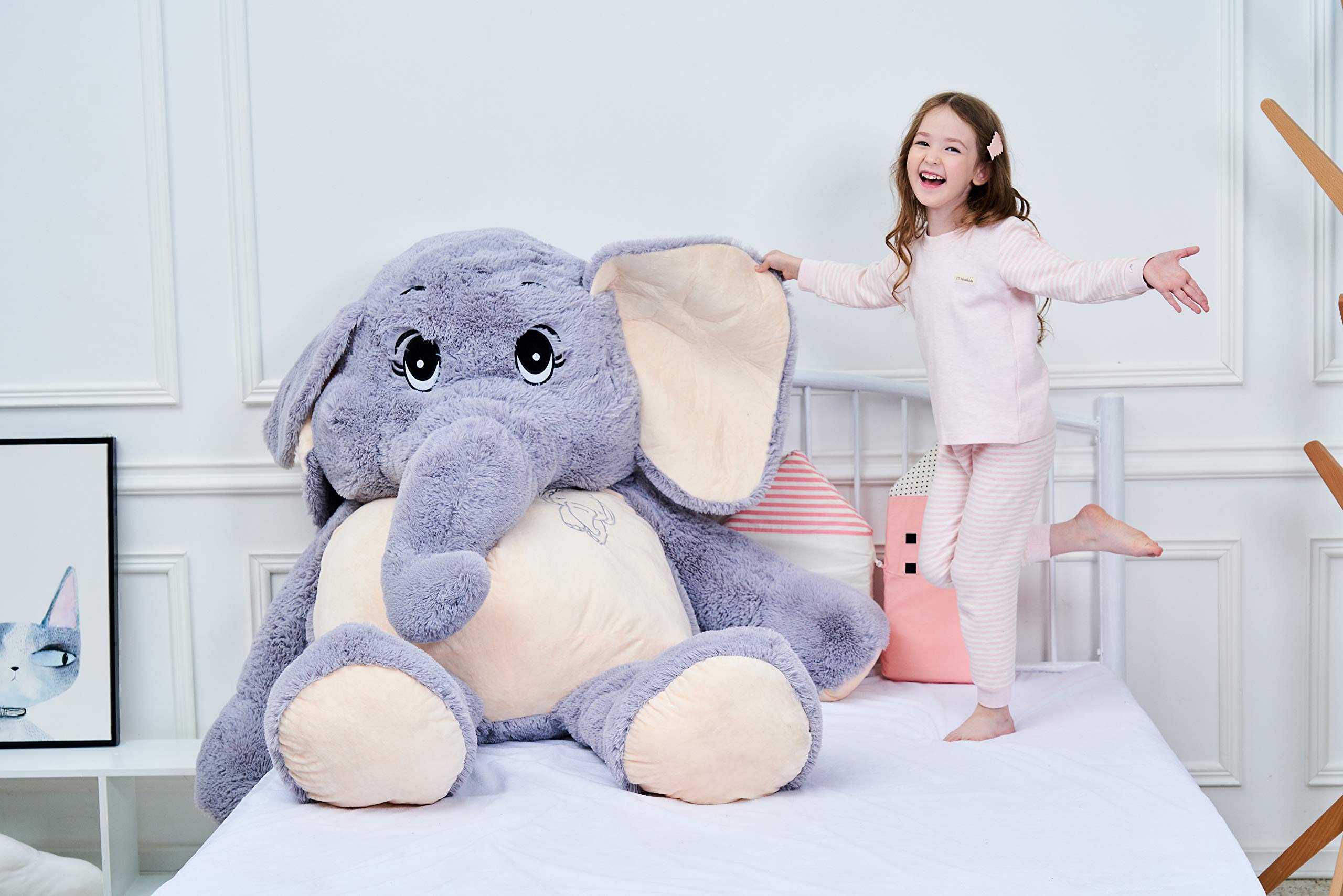IKASA Giant Elephant Stuffed Animal - 72 Inch Extra Large Plush Toy, Soft Gray Elephant Pillow for Kids & Adults - Perfect for Nursery Decor, Birthday Gifts, and Cuddling