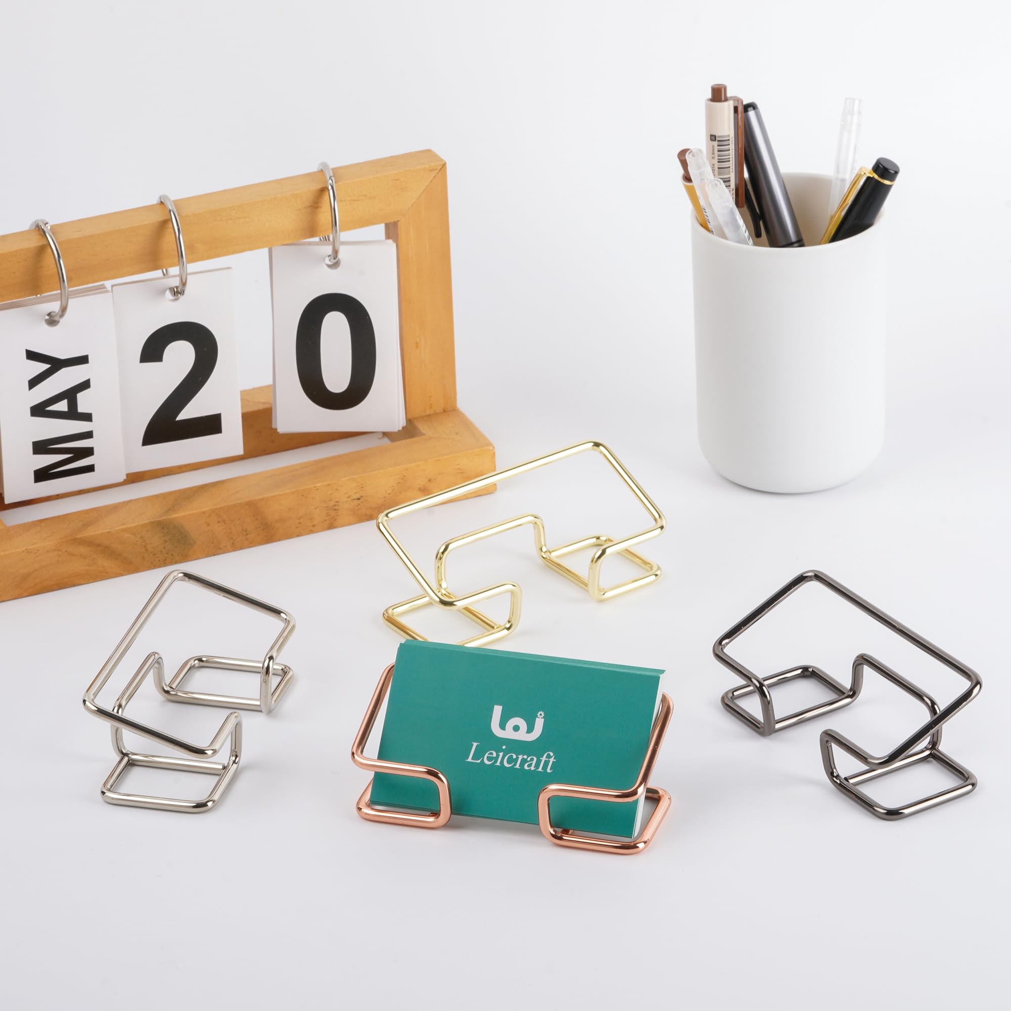 Elegant Rose Gold Metal Business Card Holder for Desk - Stylish Office Organizer for Men & Women - Perfect for Professional Meetings, Networking Events & Office Decor