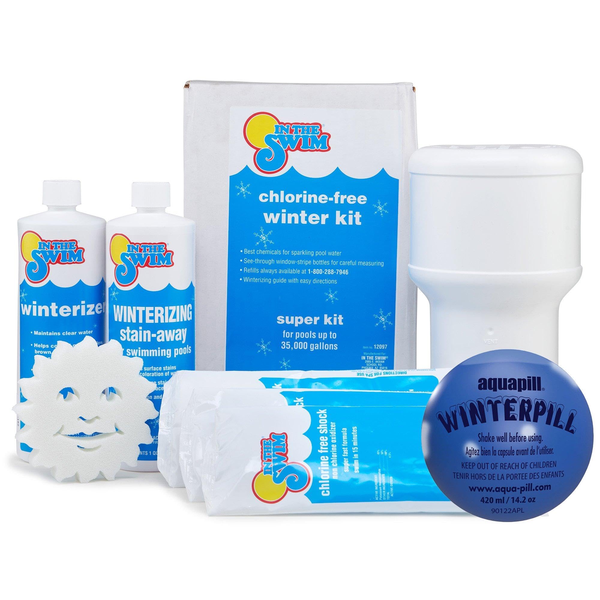 In The Swim Pool Winterizing Kit with Winter Pill - Above & In-Ground Pool Closing Chemicals for Up to 35,000 Gallons - Protect Your Pool During Cold Months for Easy Spring Opening