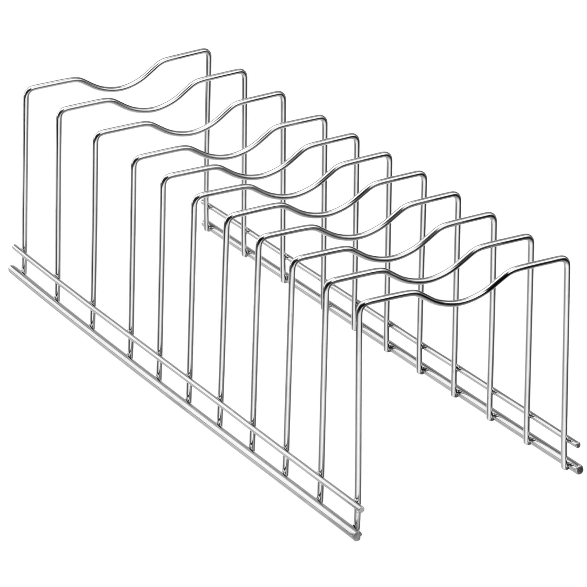Slideep Pot Pan Lid Holder Rack Organizer - 2 Pack Kitchen Cabinet Storage Solution for Cookware Lids, Dish Plates & Bakeware - Space Saving Drying Rack for Pantry, Cabinet & Countertop Organization (Perfect for Small Kitchens & Cluttered Spaces)