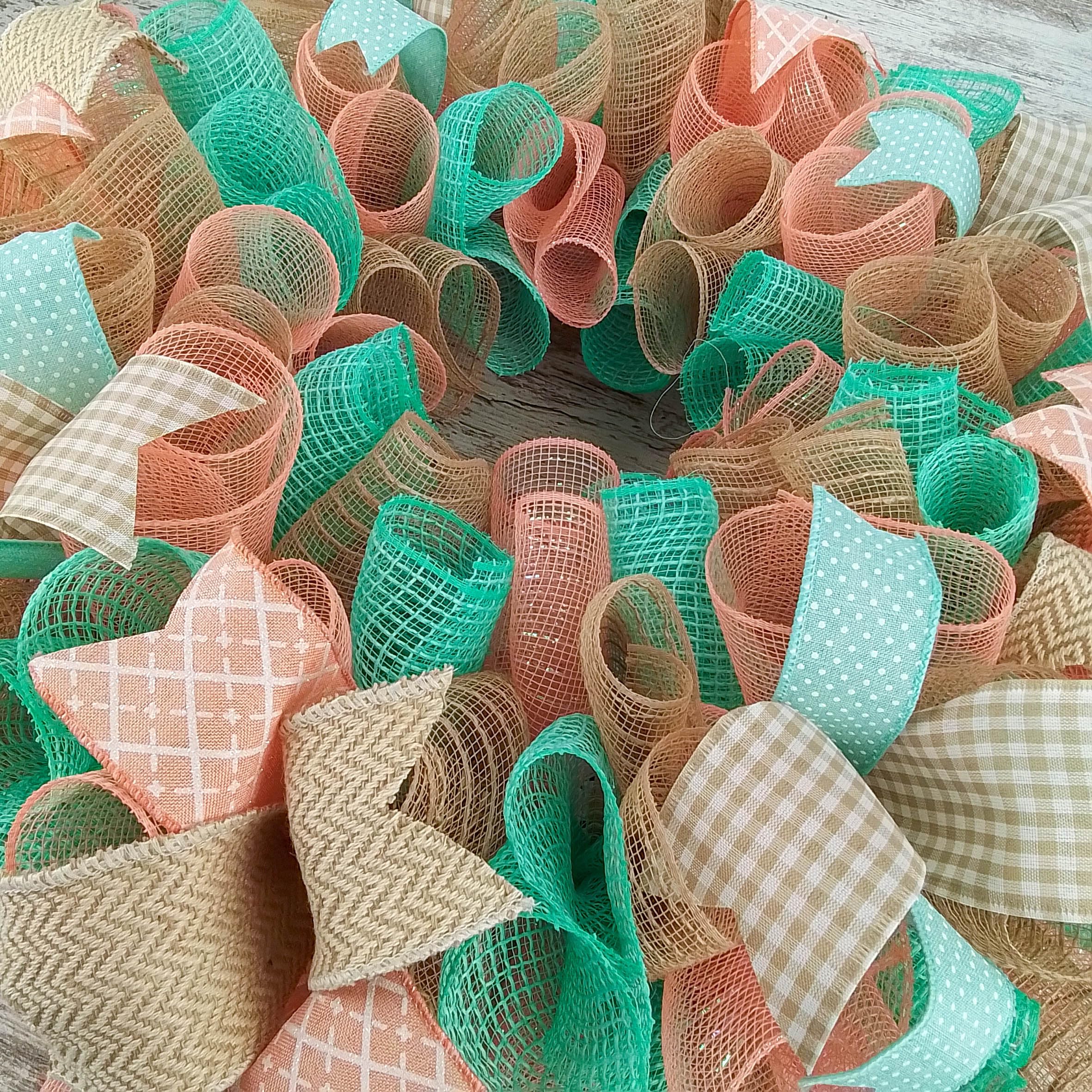 All Year Round Wreath - Elegant Everyday Birthday Gift for Women - Mint Coral Jute Decor - Perfect for Home, Office, and Party Decorations