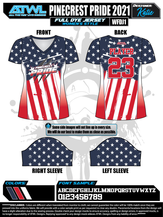 2021 Pinecrest Spring Women's Full Dye Team Jerseys - Breathable & Stylish for Soccer, Basketball & Sports Events