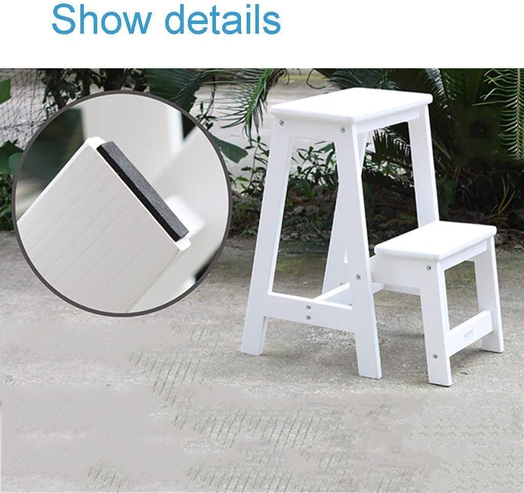 **Non-Slip Portable Wooden 2-Step Stool Ladder - Multi-Functional for Home, Bedroom, Living Room & Library - Compact Storage, Shoe Bench & Shelf (38.5x48x55cm) - Perfect for Reaching High Shelves, Organizing & Extra Seating**