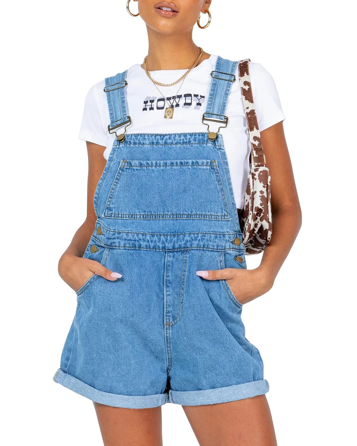 PLNOTME Women's Denim Shortalls - Adjustable Straps, Wide Leg Jeans Shorts with Pockets for Casual Outfits & Summer Fashion | Perfect for Beach, Picnic, and Street Style