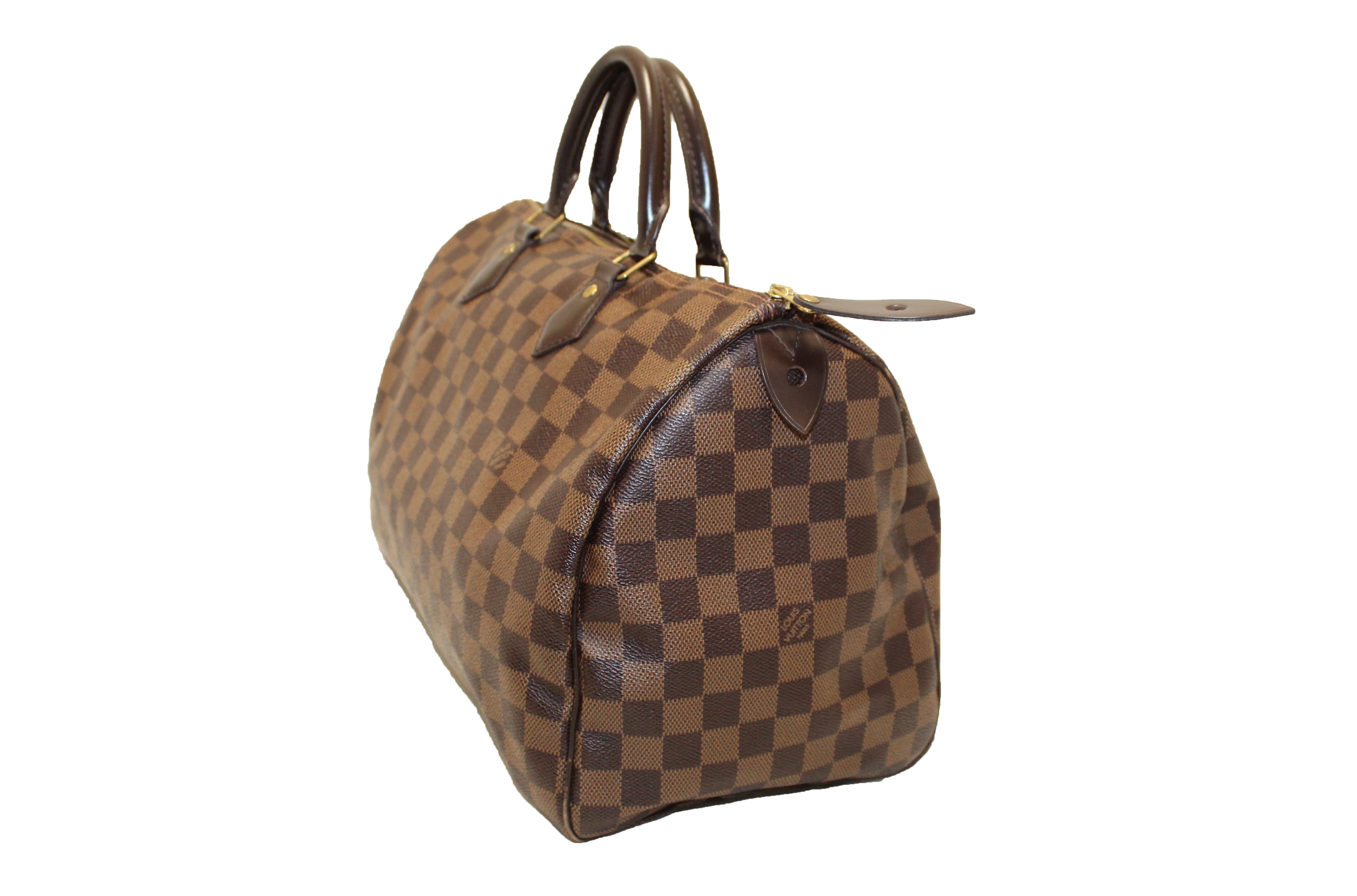 Authentic Louis Vuitton Damier Ebene Speedy 35 Handbag for Women - Luxury Designer Tote Bag with Shoulder Strap - Perfect for Travel, Work & Everyday Use