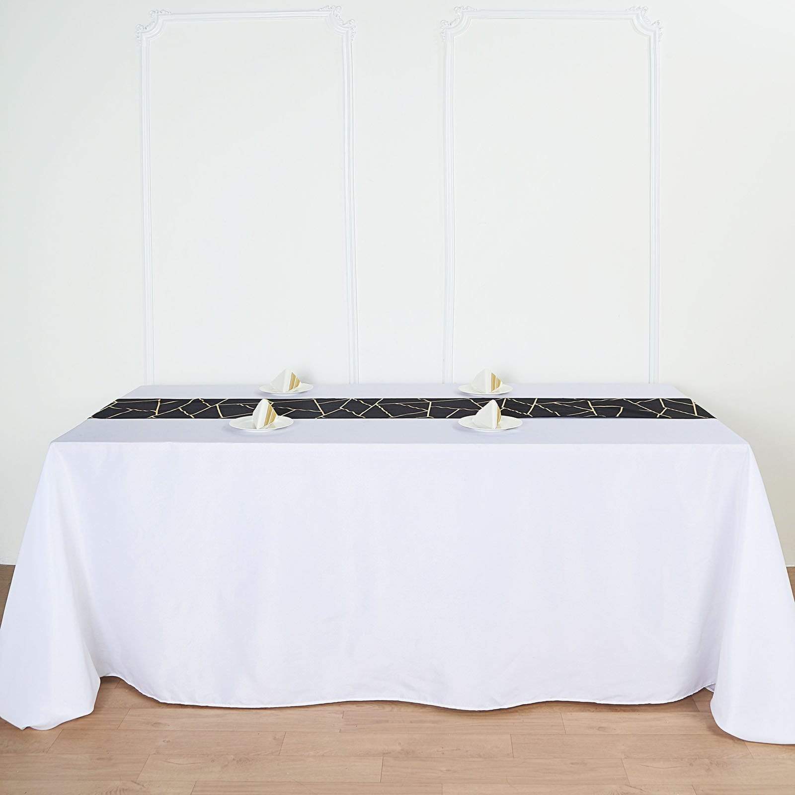 12x108 Inch Geometric Polyester Table Runner for Weddings, Banquets & Home Decor - Elegant Dining Table Cover for Parties, Events and Holiday Celebrations
