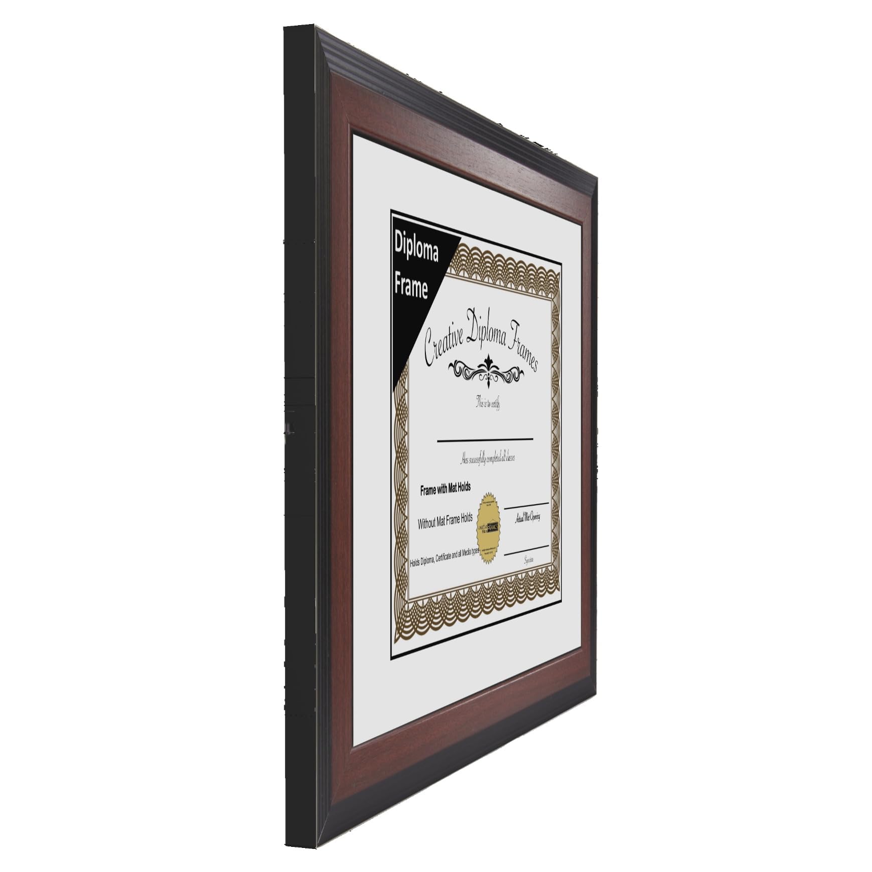 14x18 Mahogany Diploma Picture Frame with White Mat - Holds 14x18 Documents, Glass Front & Wall Hanger - Perfect for Graduation Certificates, Diplomas & Office Decor