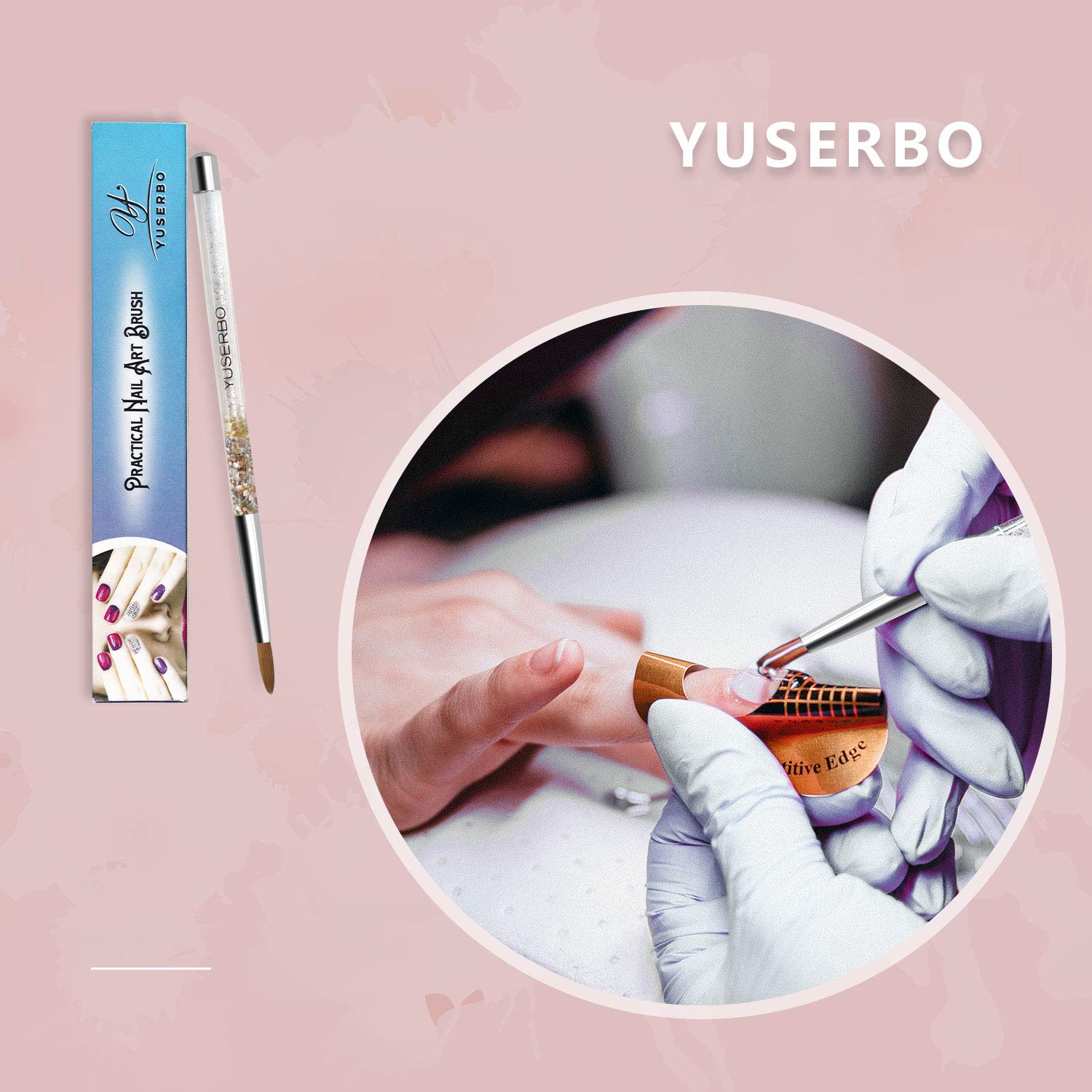 **YUSERBO Acrylic Nail Brush - Size 12 with Liquid Glitter Handle for Professional Acrylic Powder Application (1 Pack) - Perfect for Salon, DIY Manicures & Nail Art**
