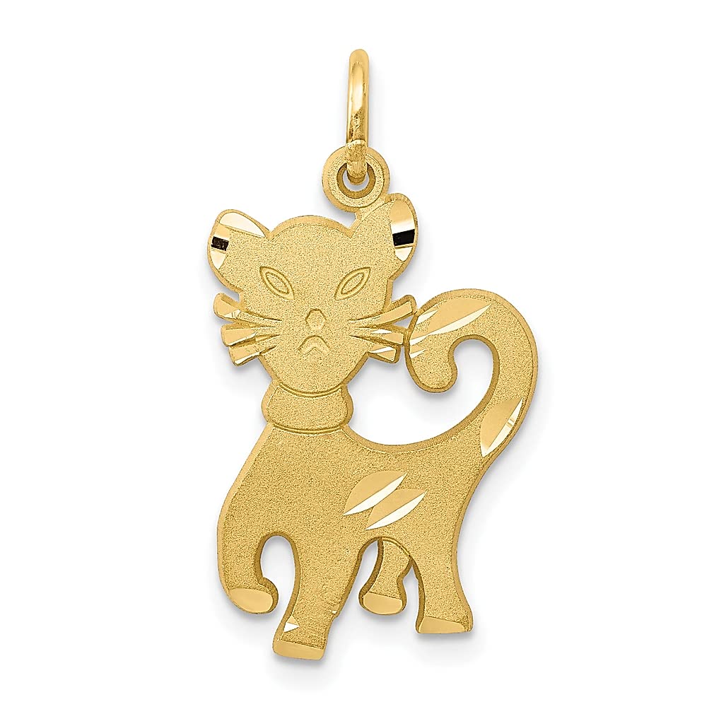 10K Gold Cat Necklace Pendant - Women's Animal Jewelry Gift for Cat Lovers