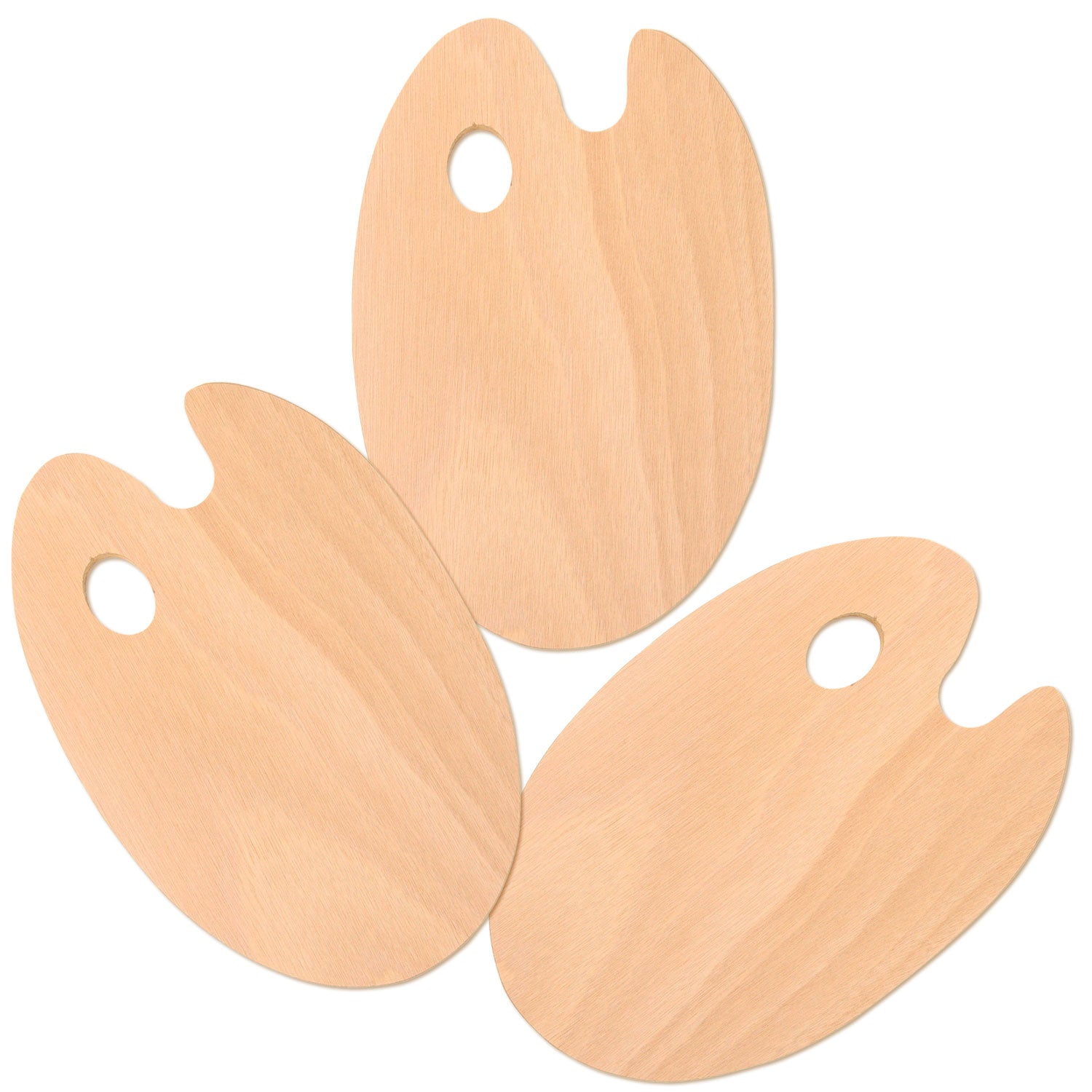 U.S. Art Supply 8 x 12 Inch Large Wooden Oval Artist Painting Palette - Pack of 3 - Professional Wood Paint Mixing Tray for Acrylic, Oil & Watercolor - Perfect for Artists, Students & Kids - Ideal for Studio, Classroom & Home Art Projects