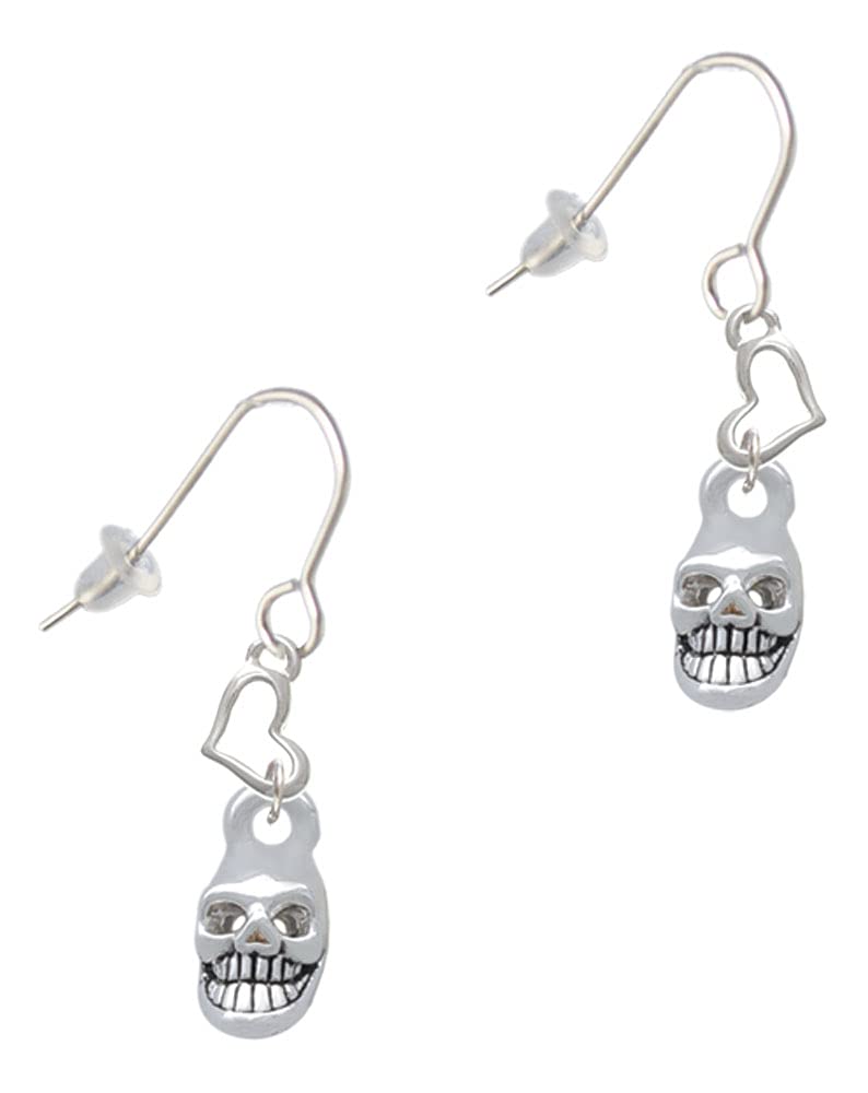 Silver Mini Skull Heart Earrings for Women - Gothic Jewelry Gift