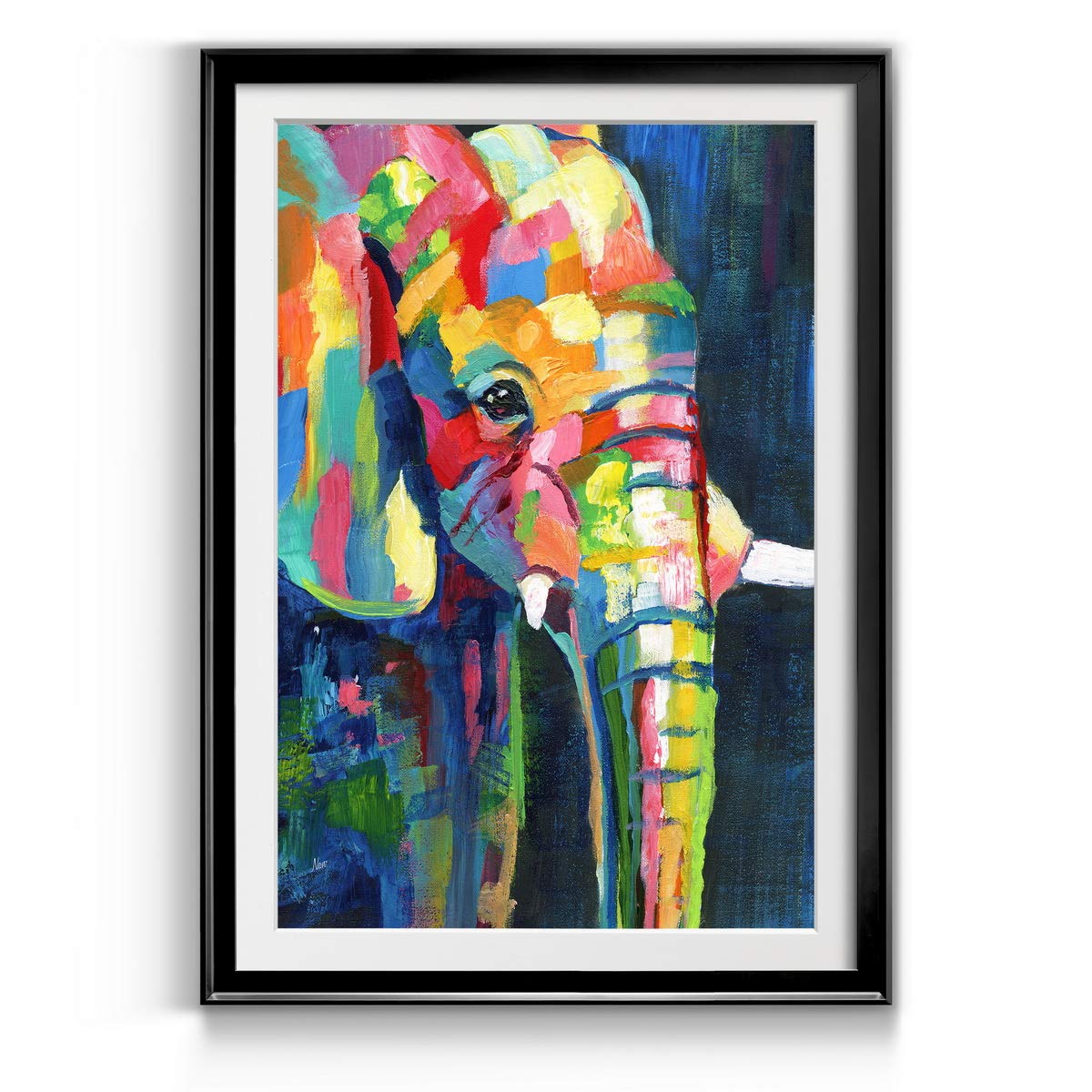 Vibrant Elephant Premium Black Framed Print - Ready to Hang Wall Art - 30x22 Inches - Made in USA - Perfect for Living Room, Bedroom & Office Decor