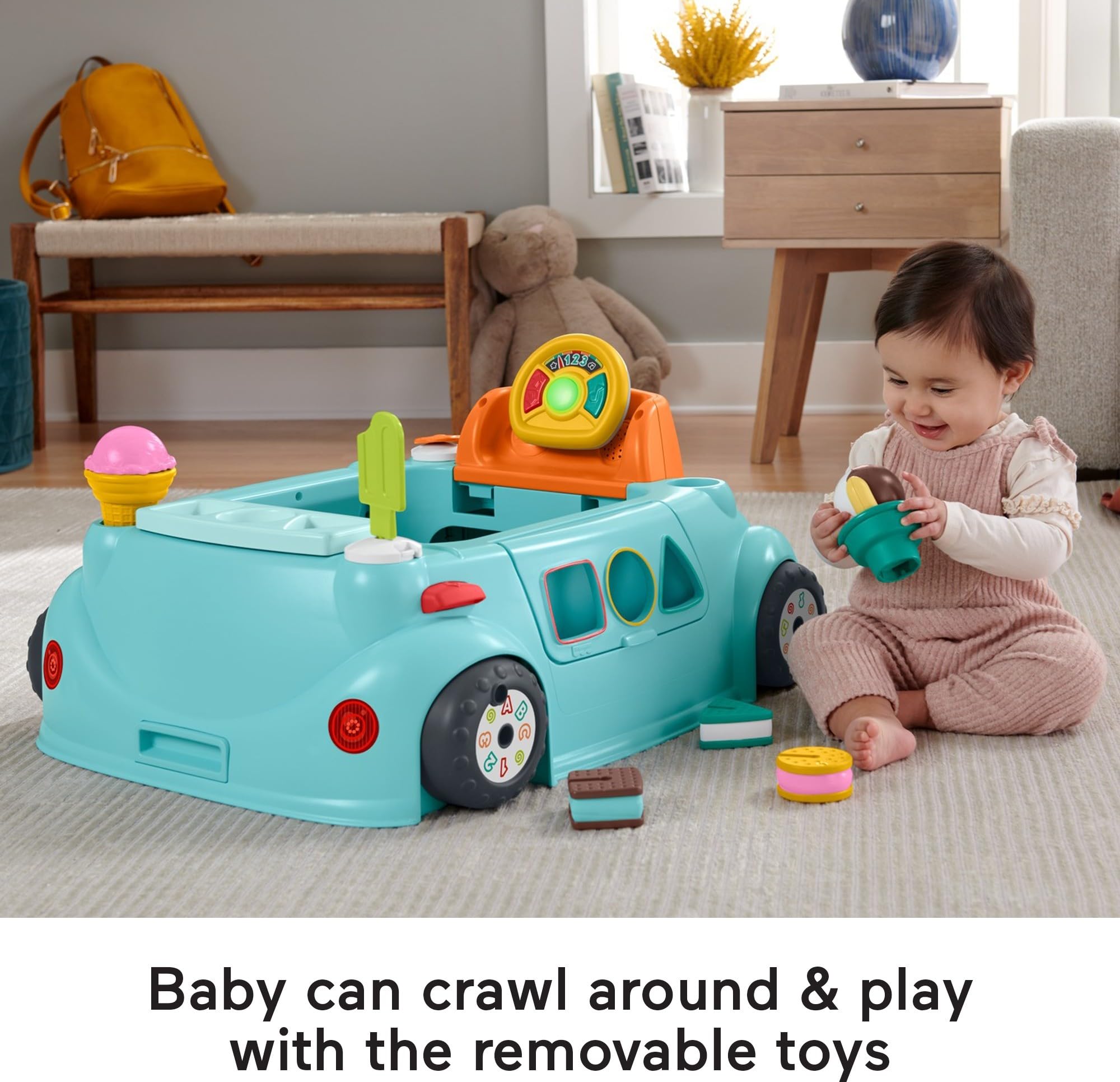 Fisher-Price Sweet Ride 2-in-1 Jumperoo Activity Center with Lights, Sounds & Smart Stages Learning - Baby to Toddler Developmental Toy for Indoor Play & Early Learning