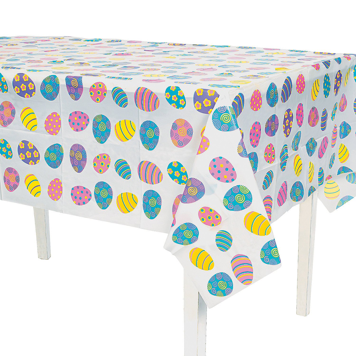 Fun Express Plastic Easter Table Cover - Colorful Party Supplies for Easter Celebrations, Holiday Decorations & Spring Gatherings