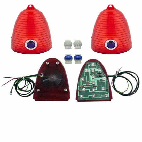 1955 Chevy LED Tail Light Conversion Kit - Classic Lynx-Eye Blue Dot Design, 14 Long-Lasting LED Bulbs (100,000 Hours), Direct OEM Replacement for Classic Car Restoration & Customization - Perfect for Hot Rods, Lowriders & Vintage Car Shows