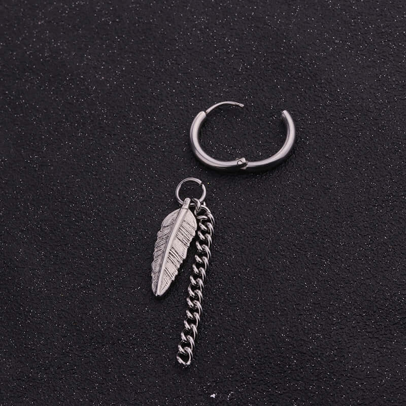 20G Cross Feather Dangle Hoop Earrings for Women | Trendy Gothic Jewelry for Parties, Concerts & Everyday Wear | HSEC1806