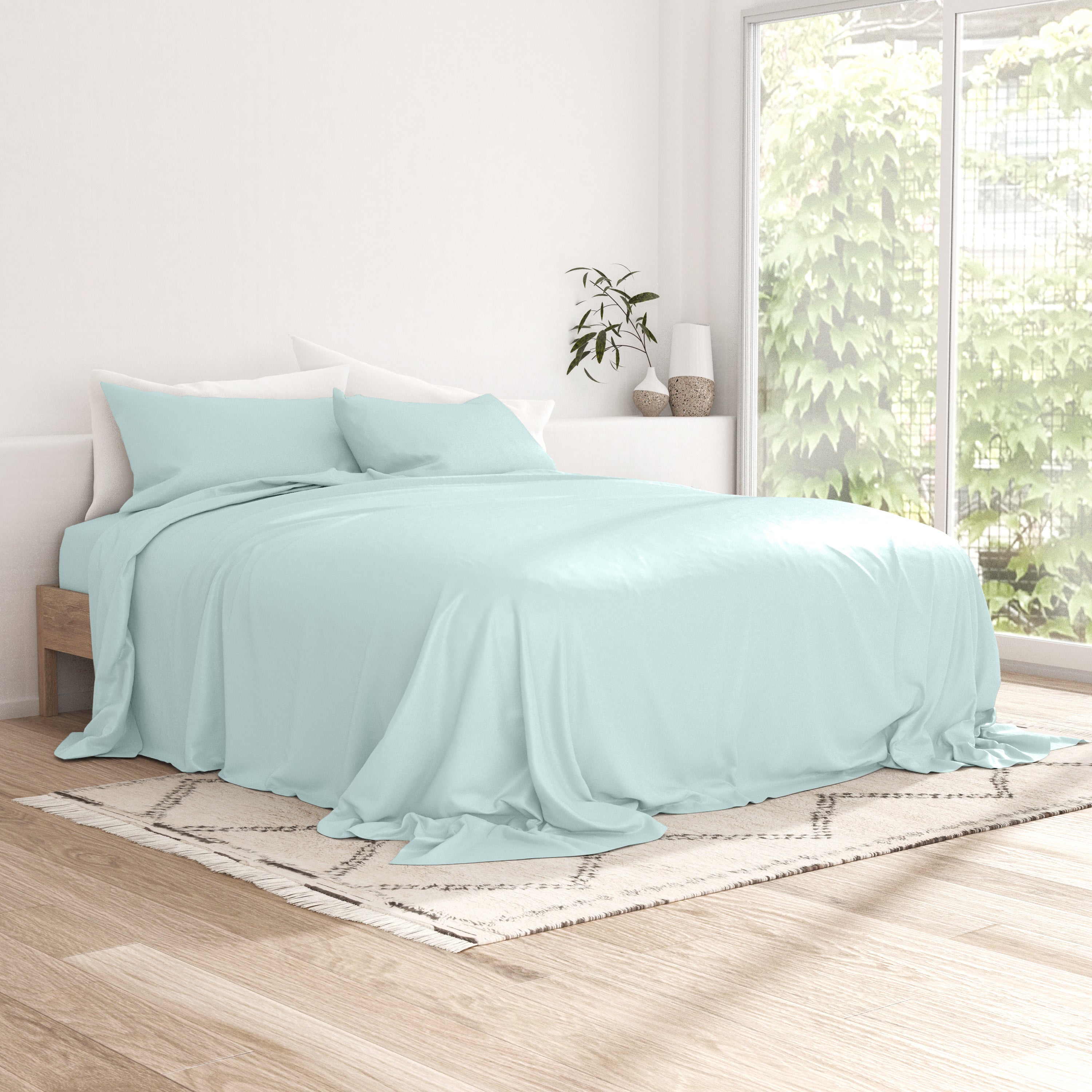 Premium 4-Piece Bamboo Sheet Set - Soft, Breathable & Hypoallergenic Bedding for Ultimate Comfort - Perfect for Hot Sleepers & Eco-Friendly Homes