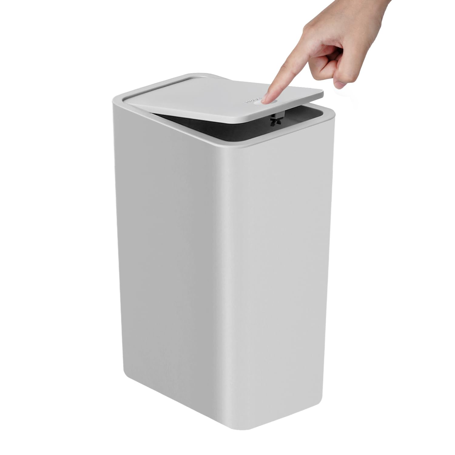 TIPGO 10L/2.6 Gallon Slim Bathroom Trash Can with Pop-Up Lid - Small Garbage Bin for Kitchen, Bedroom, Office & Living Room - Space-Saving Waste Basket (Grey) | Perfect for Tight Spaces, Under Sinks & Home Organization