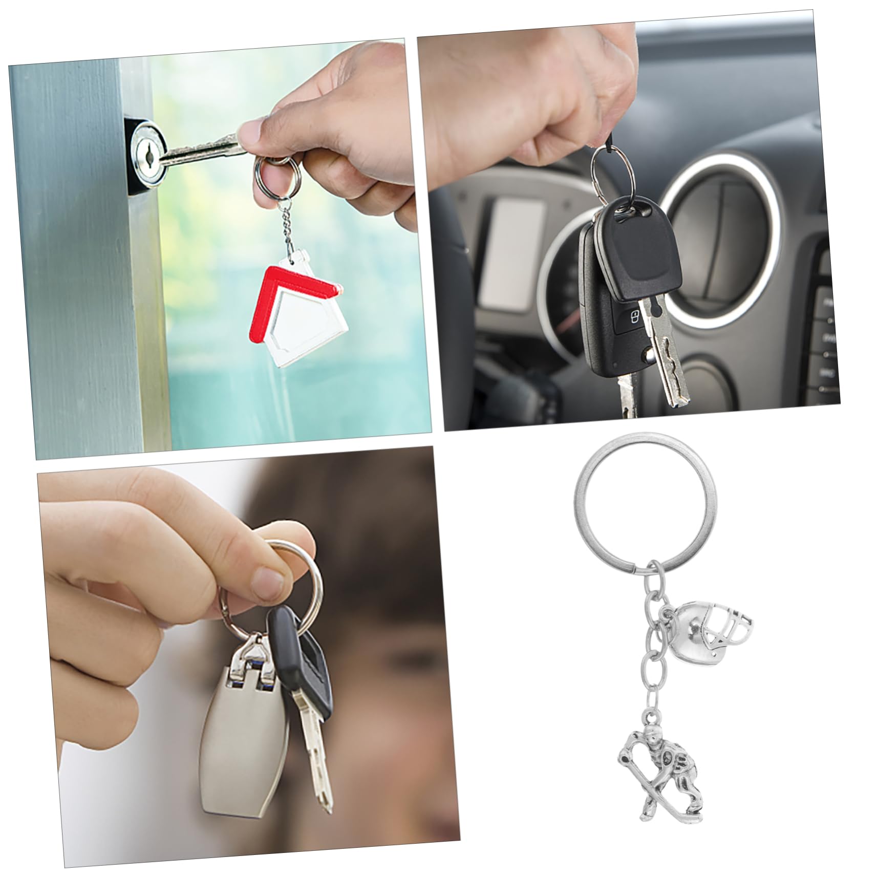 Hockey Keychain - Metal Hockey Player Pendant for Backpacks & Bags