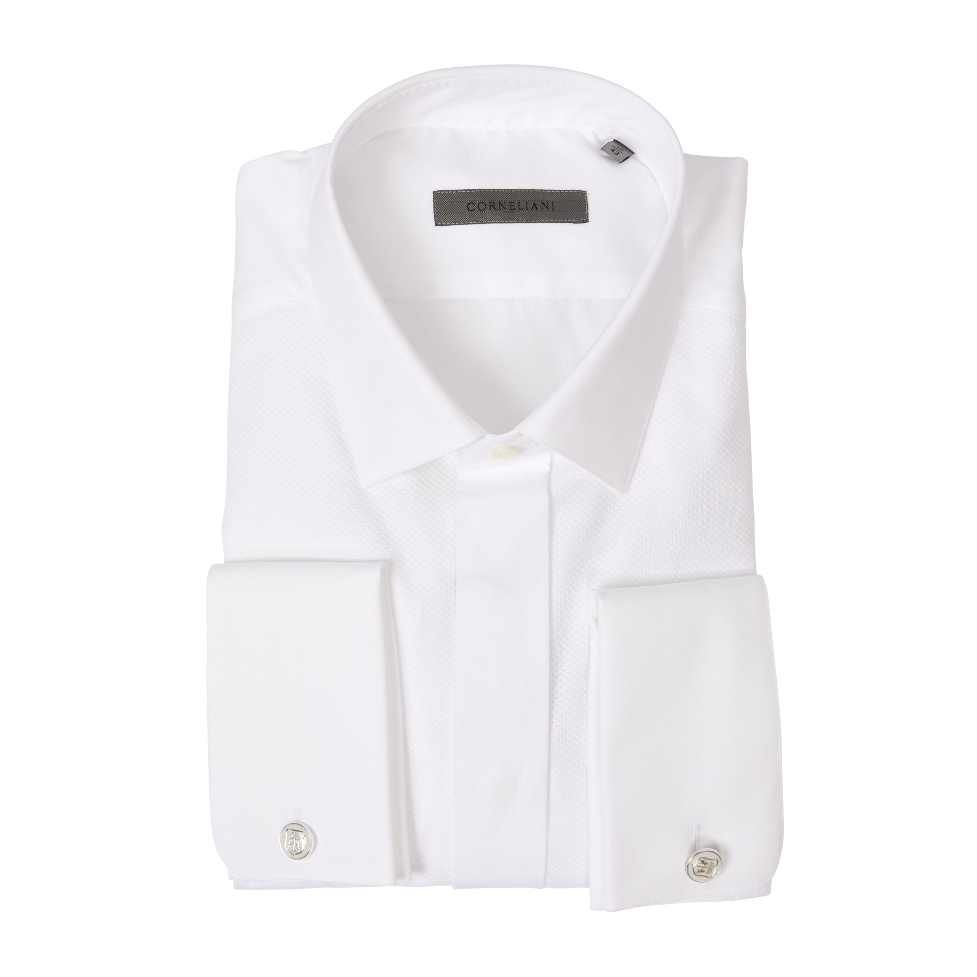 Corneliani Ceremonia Waffle Texture Men's Dress Shirt - White | Premium Formal Business Shirt for Office, Weddings & Special Occasions