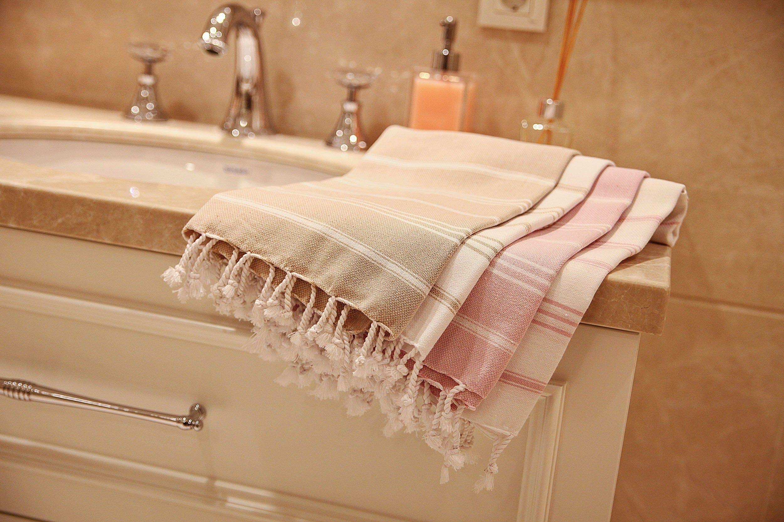 Premium Olive & Linen Bodrum Turkish Hand Towel - Soft Absorbent Kitchen Towel for Dishes, Drying Hands & Elegant Home Decor