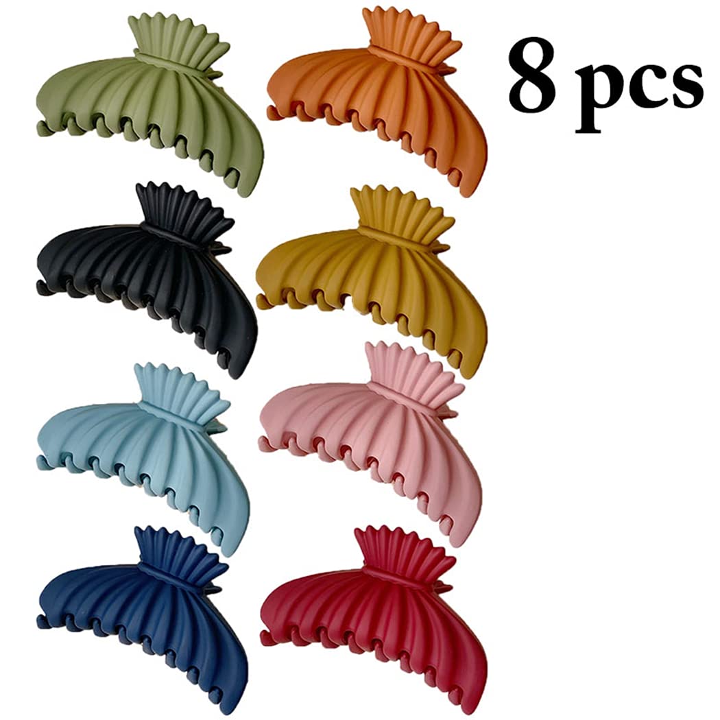 Licogel Large Hair Claw Clips 8PCS - Strong Hold Interlocking Teeth Hair Clips for Women, Solid Color Hair Barrettes & Jaw Clips (Perfect for Ponytails, Buns & Updos)