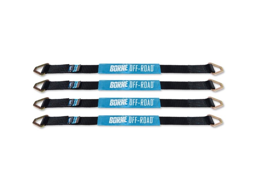 Borne Off Road Vehicle Ratchet Tie Down Kit - Heavy Duty 4-Piece Set with 1