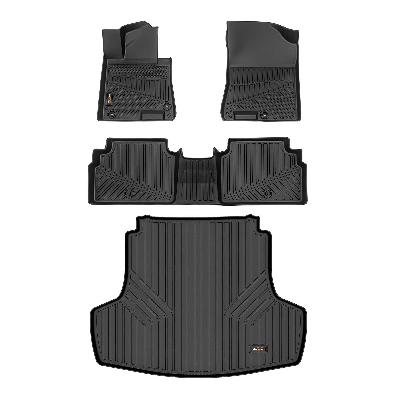 Binmotor All-Weather Floor Mats & Cargo Liner Set for 2021-2024 KIA K5 (FWD Models Only) - Heavy Duty Car Floor Protection - Perfect for Daily Commutes, Road Trips, and All-Season Protection