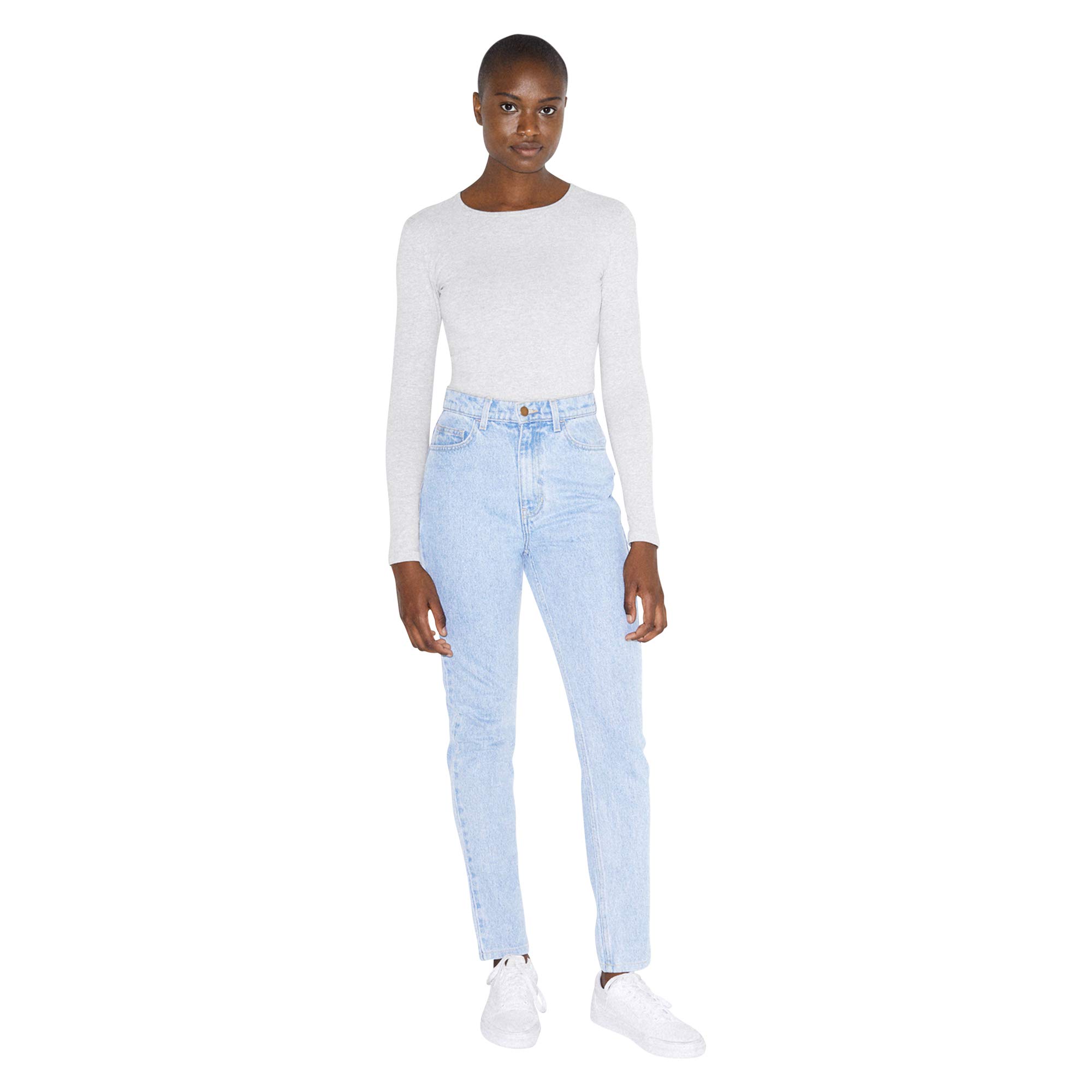 American Apparel Women's Cotton Spandex Long Sleeve Bodysuit - Stretchy Comfort Fit for Yoga, Workout & Everyday Wear