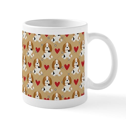 White - Beagle Heart Patt Mugs