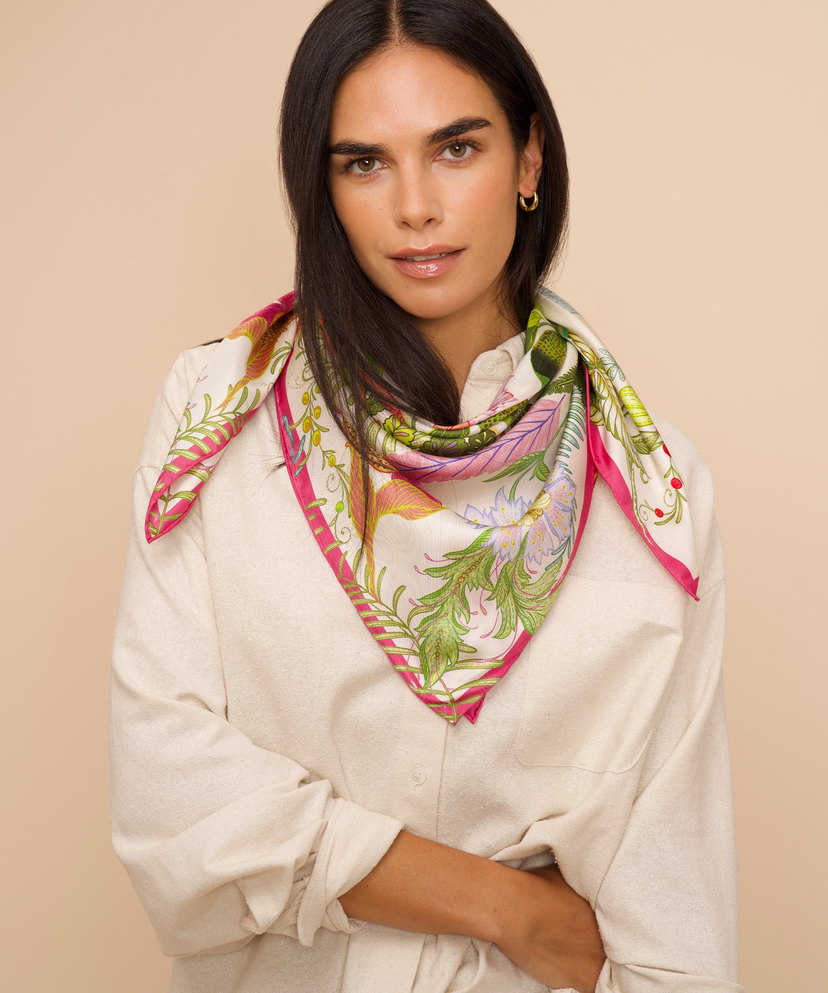 Oasis 35 Silk Square Scarf - Luxury Fashion Accessory for Women, Elegant Square Silk Scarf for Office, Travel & Special Occasions