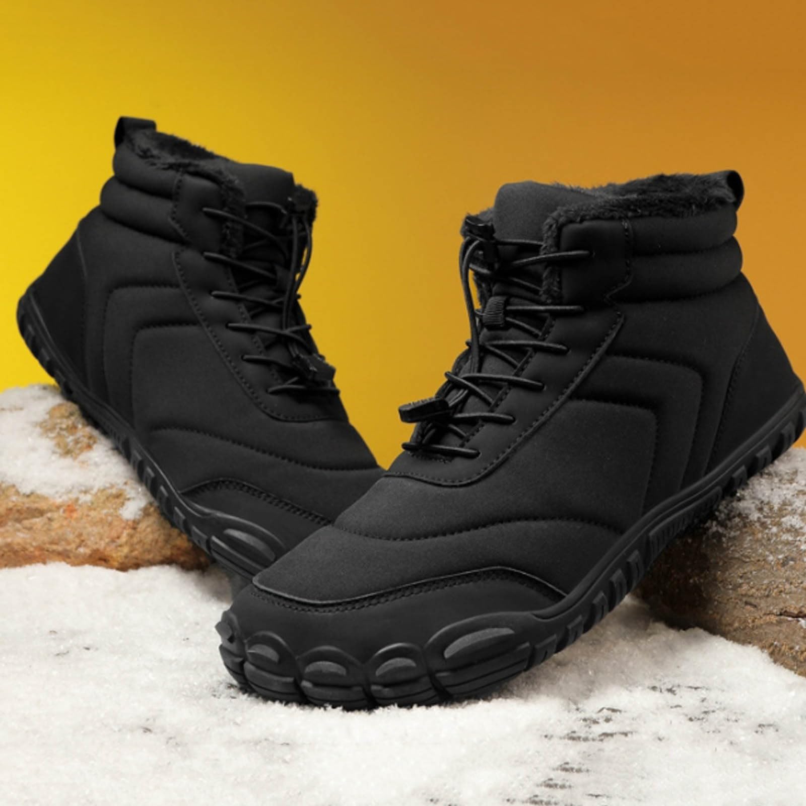 AMDBEL SWinter Barefoot Shoes for Women & Men - Waterproof Hiking Footwear, Warm Non-Slip Snow Boots | Perfect for Winter Hiking, Outdoor Adventures & Cold Weather Activities