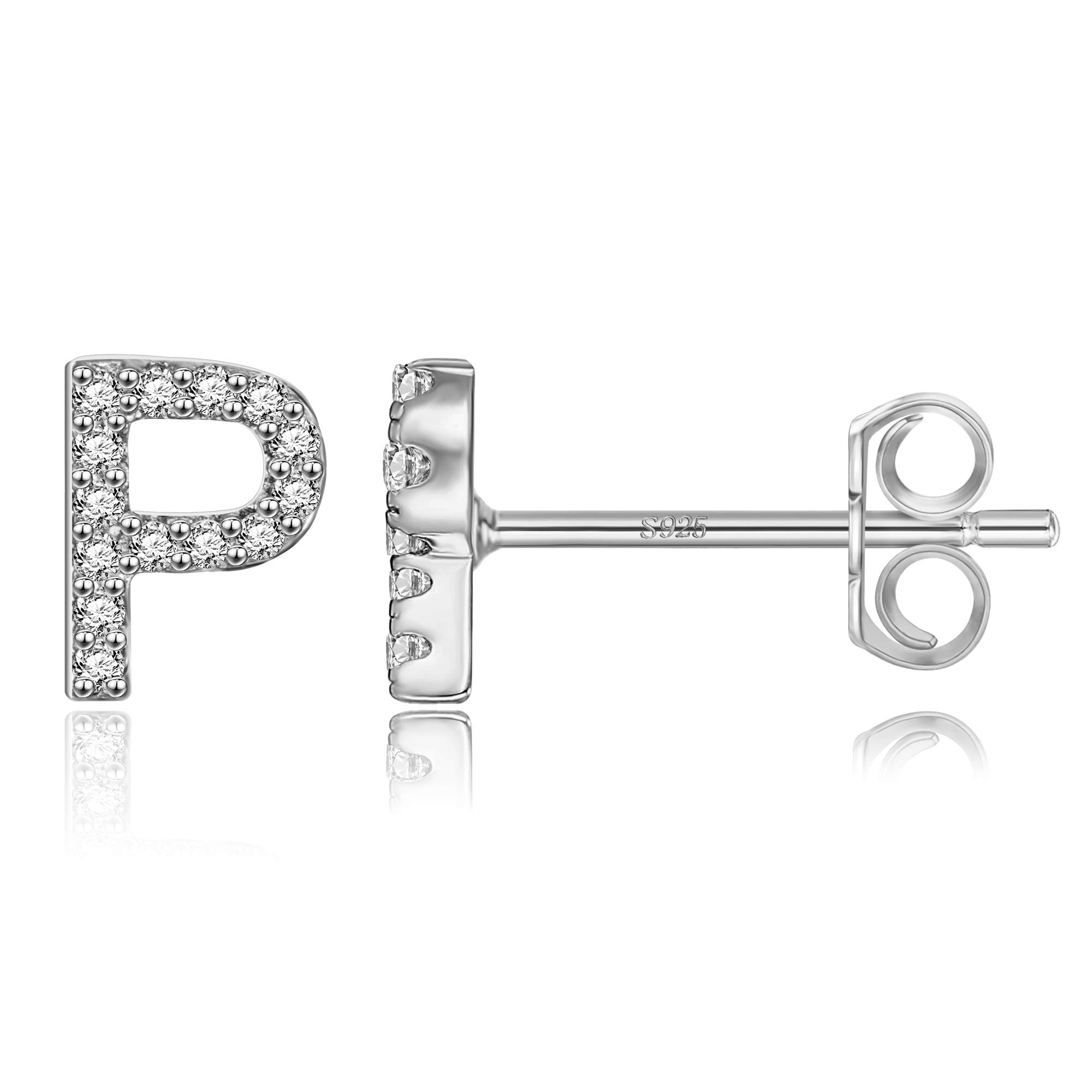 MONOOC Initial Stud Earrings for Women & Girls - Hypoallergenic S925 Sterling Silver Cubic Zirconia Letter Earrings | Perfect Birthday Gift, Everyday Wear & Special Occasion Jewelry for Teens, Kids & Adults