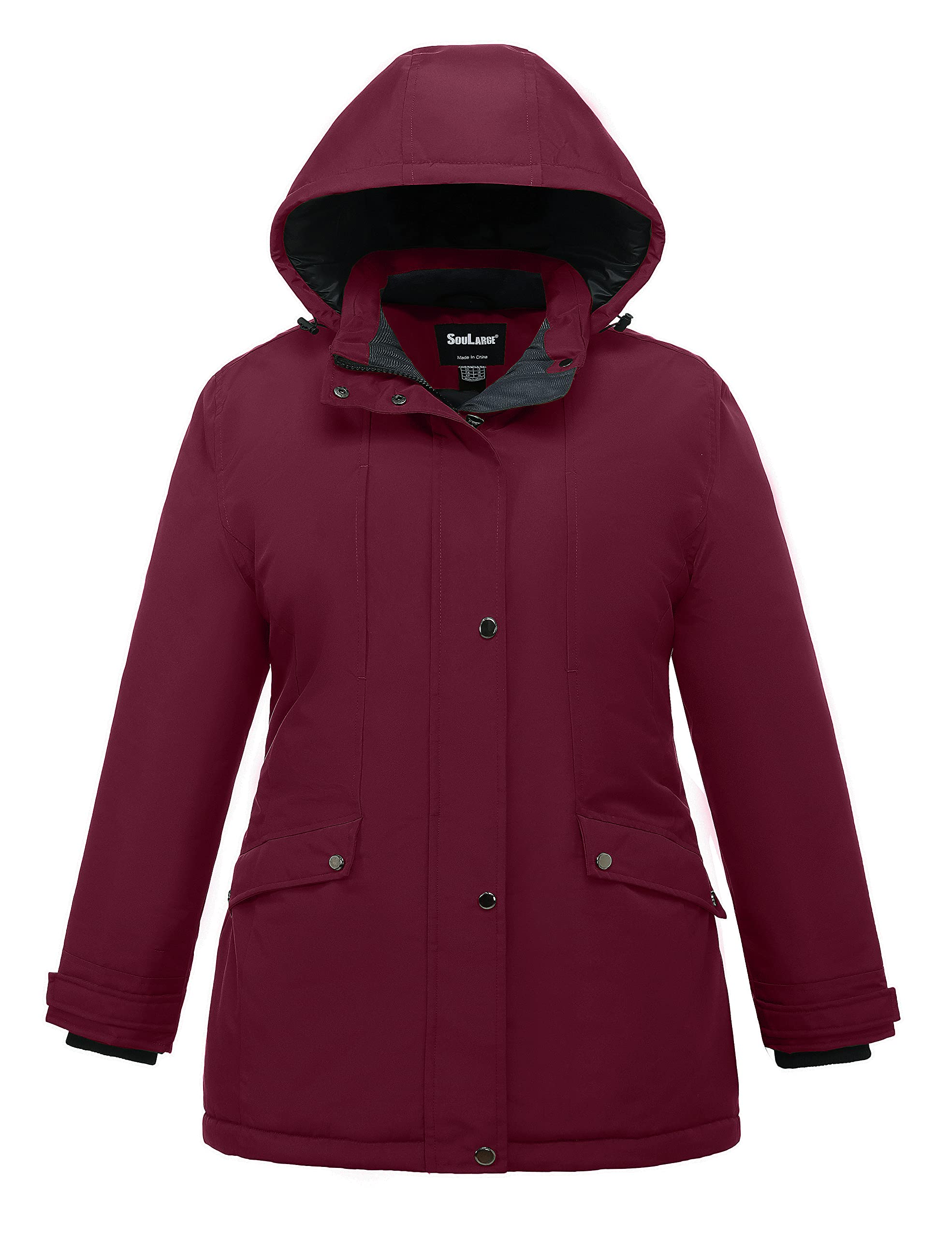 Soularge Women's Plus Size Winter Long Puffer Coat - Warm Down Jacket with Faux Fur Hood for Cold Weather | Outdoor Activities & Daily Wear