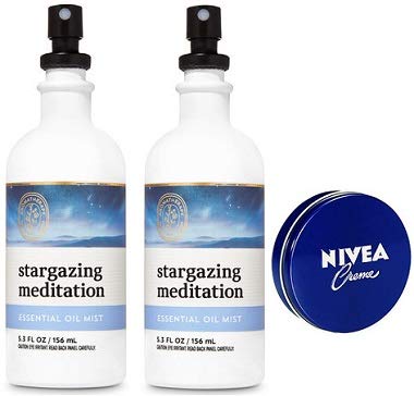 Bath and Body Works Aromatherapy Stargazing Meditation Essential Oil Mist & Body Cream Set - 2 Pack (5.3oz + 1oz Travel Size) for Relaxation, Yoga & Stress Relief