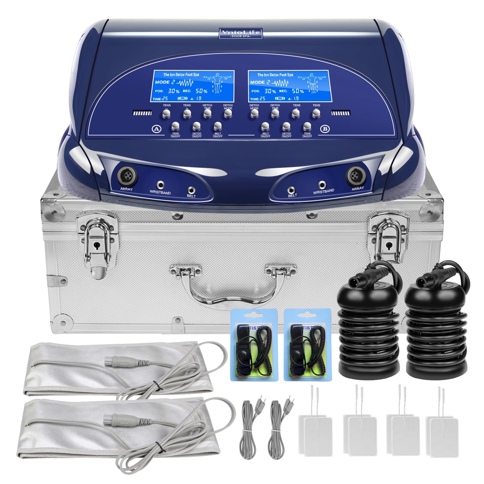 Upgraded Dual Ionic Detox Foot Bath Machine with Digital LCD Display - 2 Arrays & 2 Waist Belts for Full Body Detox | Home Spa Therapy for Relaxation & Wellness