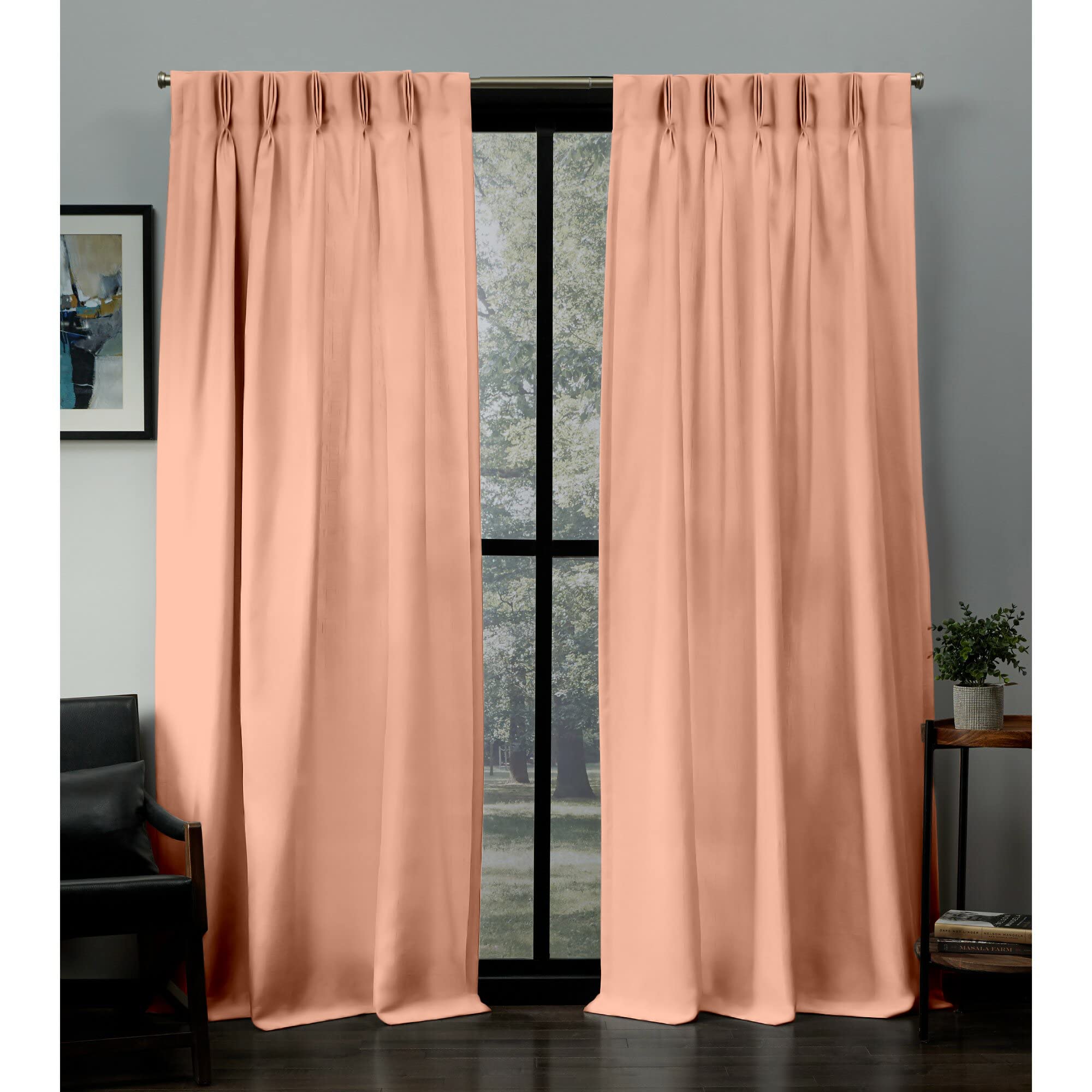 Magic Drapes Triple Pinch Pleat Blackout Curtains - Thermal Insulated, Room Darkening, Spill Proof & Machine Washable Window Panels (1 Panel, 42x108, Peach) - Perfect for Bedrooms, Living Rooms & Home Theater Light Control