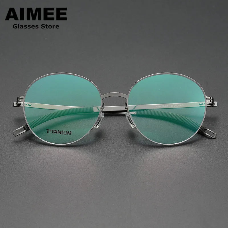 Aimee Unisex Full Rim Round Screwless Titanium Acetate Eyeglasses 2537 - Lightweight & Durable Frame for Reading, Computer Work & Everyday Wear